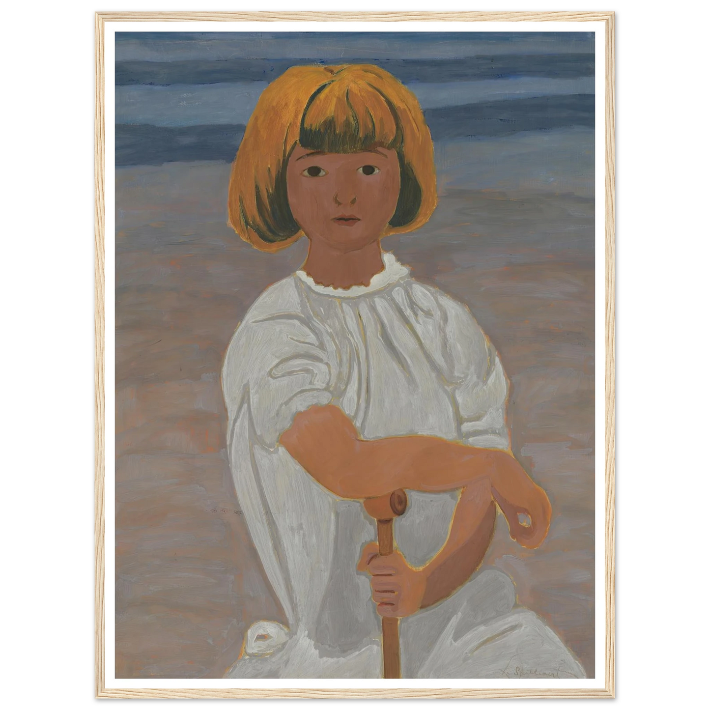 Jong meisje op het strand (from 1924 until 1925) Art Print | Leon Spilliaert - Framed Poster - 30x40 cm / 12x16″ - Black frame