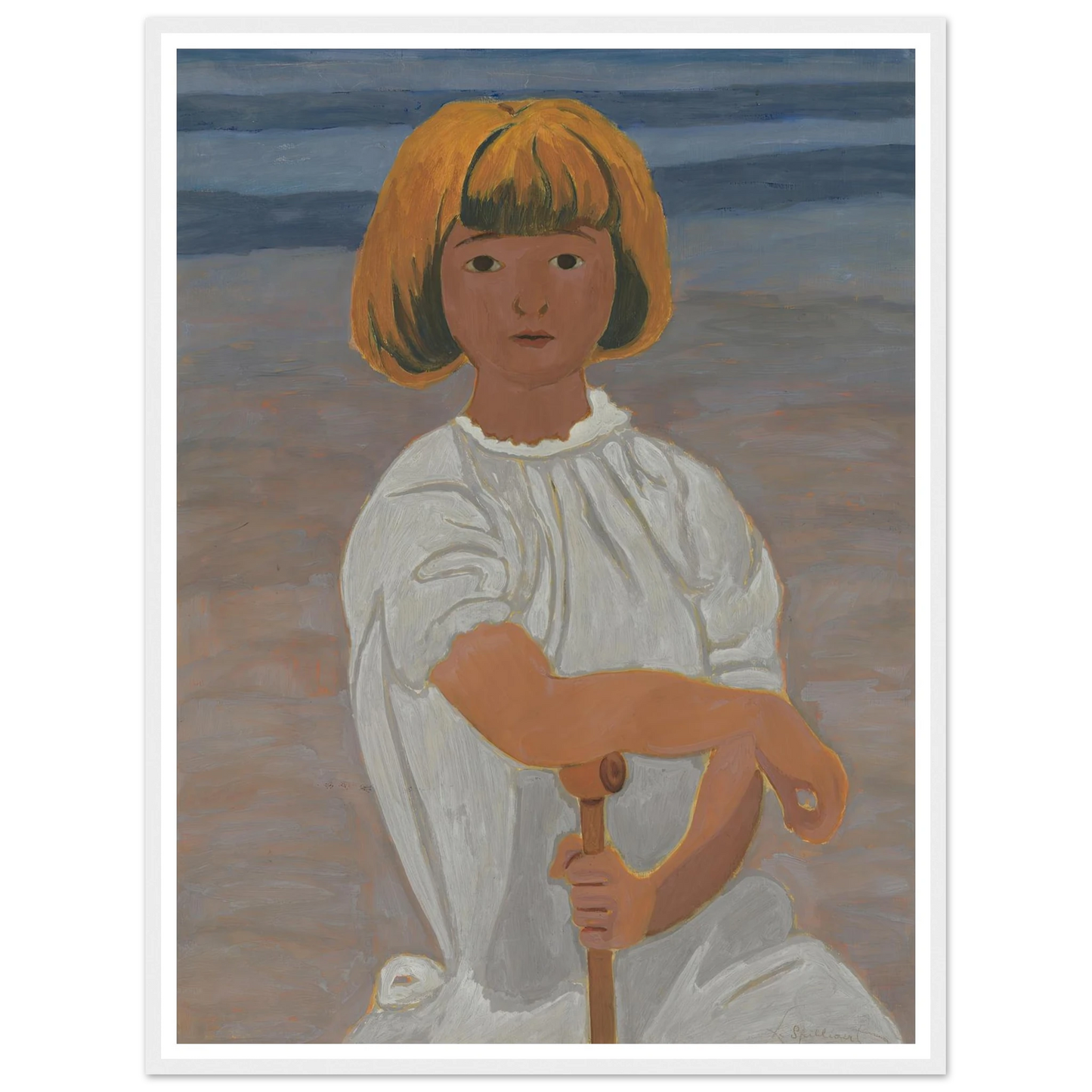 Jong meisje op het strand (from 1924 until 1925) Art Print | Leon Spilliaert - Framed Poster - 30x40 cm / 12x16″ - Black frame