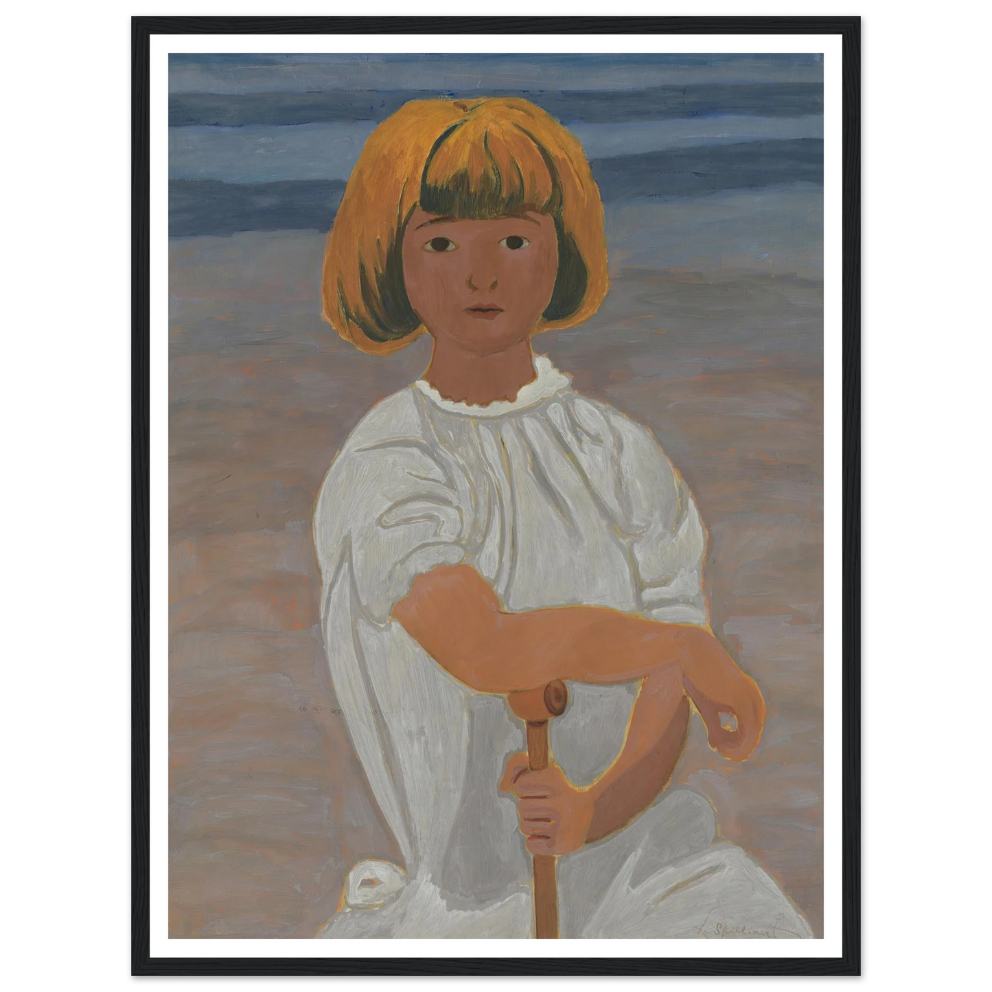 Jong meisje op het strand (from 1924 until 1925) Art Print | Leon Spilliaert - Framed Poster - 30x40 cm / 12x16″ - Black frame