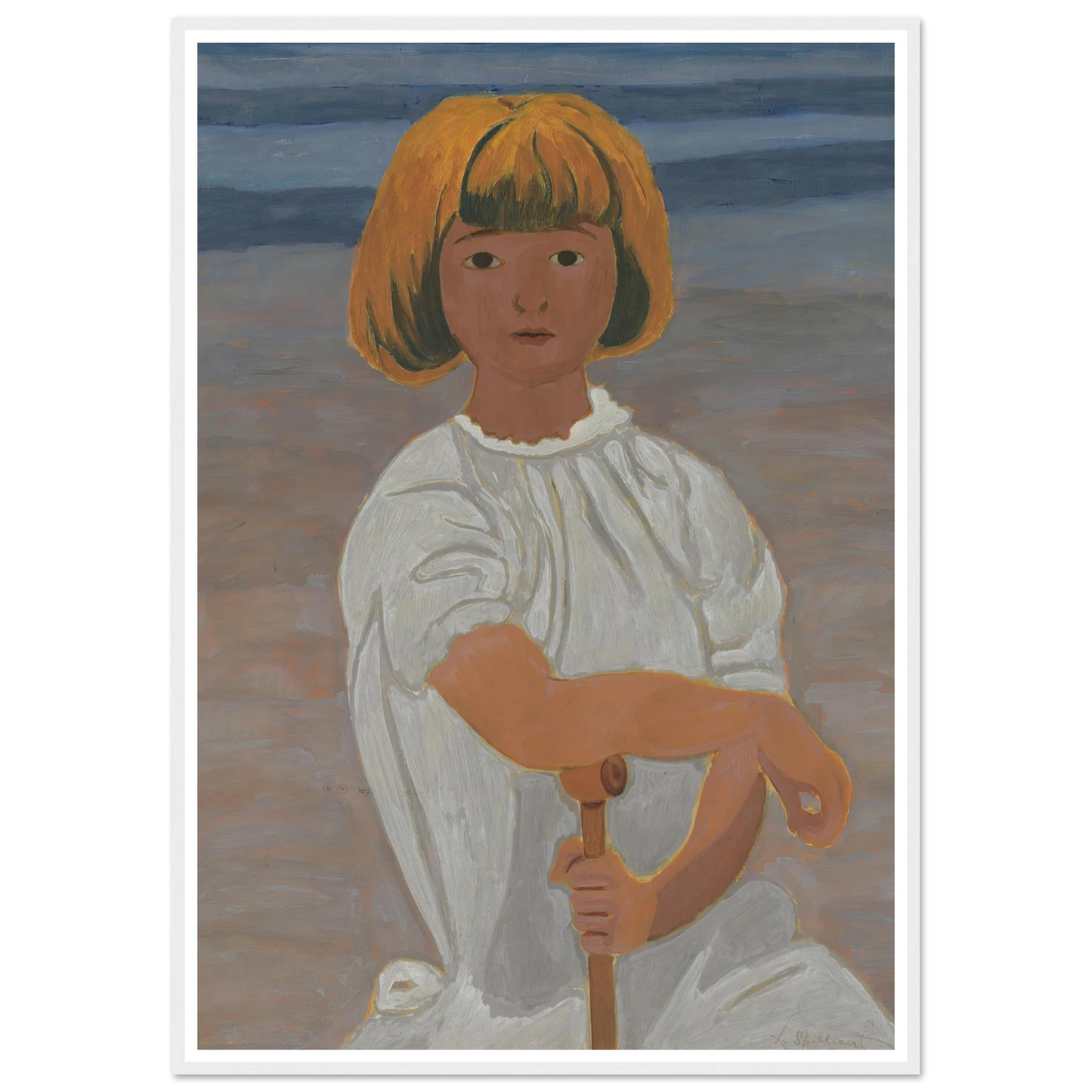 Jong meisje op het strand (from 1924 until 1925) Art Print | Leon Spilliaert - Framed Poster - 30x40 cm / 12x16″ - Black frame