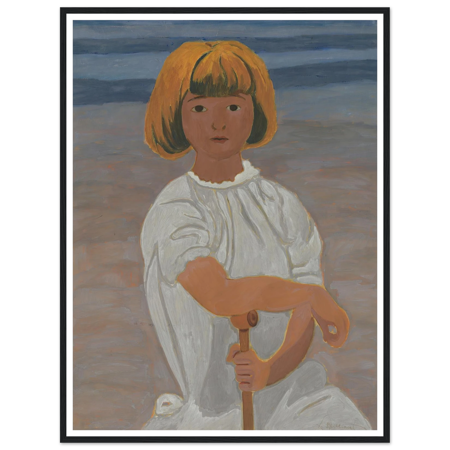 Jong meisje op het strand (from 1924 until 1925) Art Print | Leon Spilliaert - Framed Poster - 30x40 cm / 12x16″ - Black frame