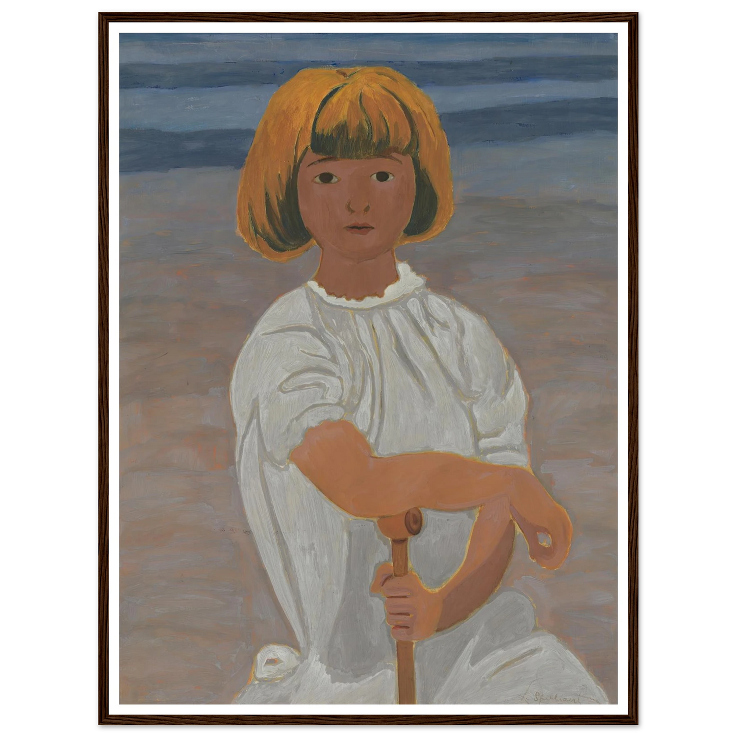 Jong meisje op het strand (from 1924 until 1925) Art Print | Leon Spilliaert - Framed Poster - 30x40 cm / 12x16″ - Black frame