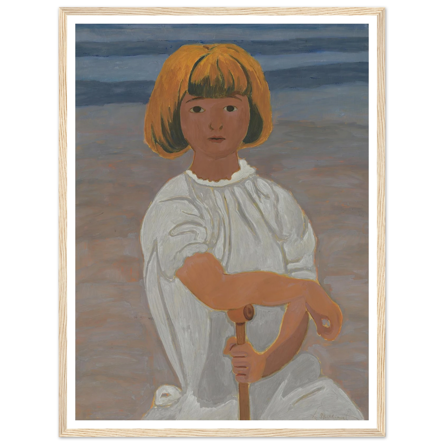Jong meisje op het strand (from 1924 until 1925) Art Print | Leon Spilliaert - Framed Poster - 30x40 cm / 12x16″ - Black frame