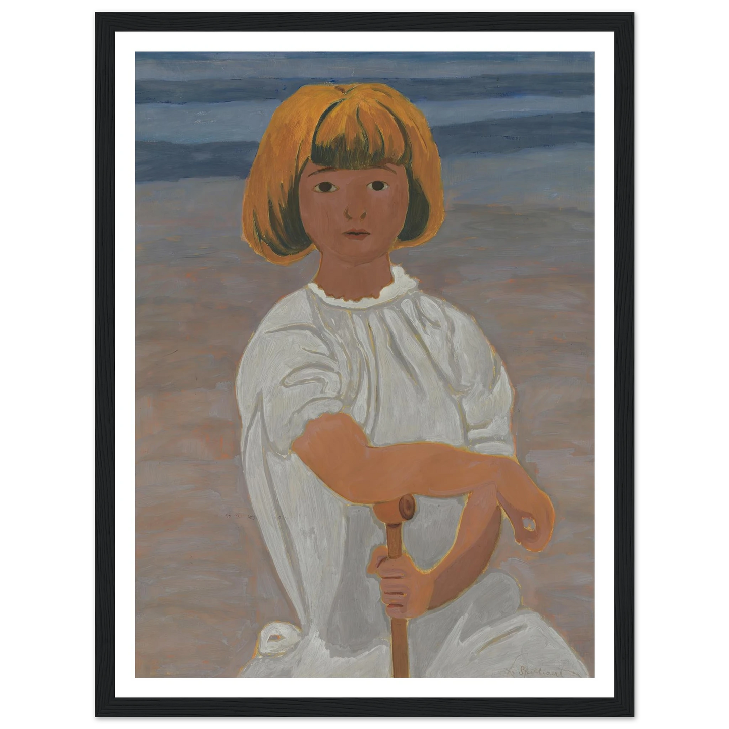 Jong meisje op het strand (from 1924 until 1925) Art Print | Leon Spilliaert - Framed Poster - 30x40 cm / 12x16″ - Black frame