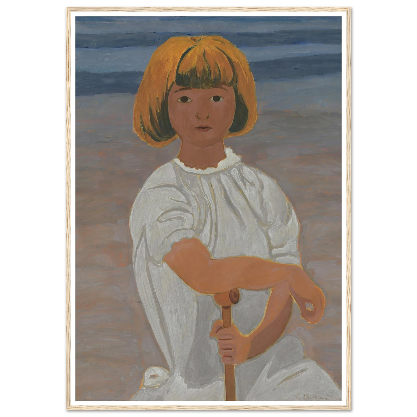 Jong meisje op het strand (from 1924 until 1925) Art Print | Leon Spilliaert - Framed Poster - 30x40 cm / 12x16″ - Black frame