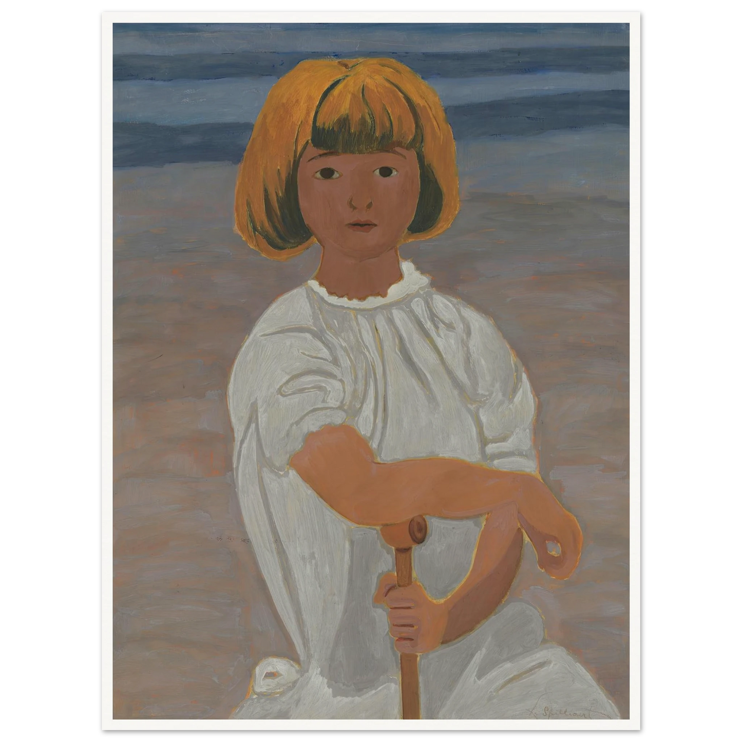 Jong meisje op het strand (from 1924 until 1925) Art Print | Leon Spilliaert - Framed Poster - 30x40 cm / 12x16″ - Black frame