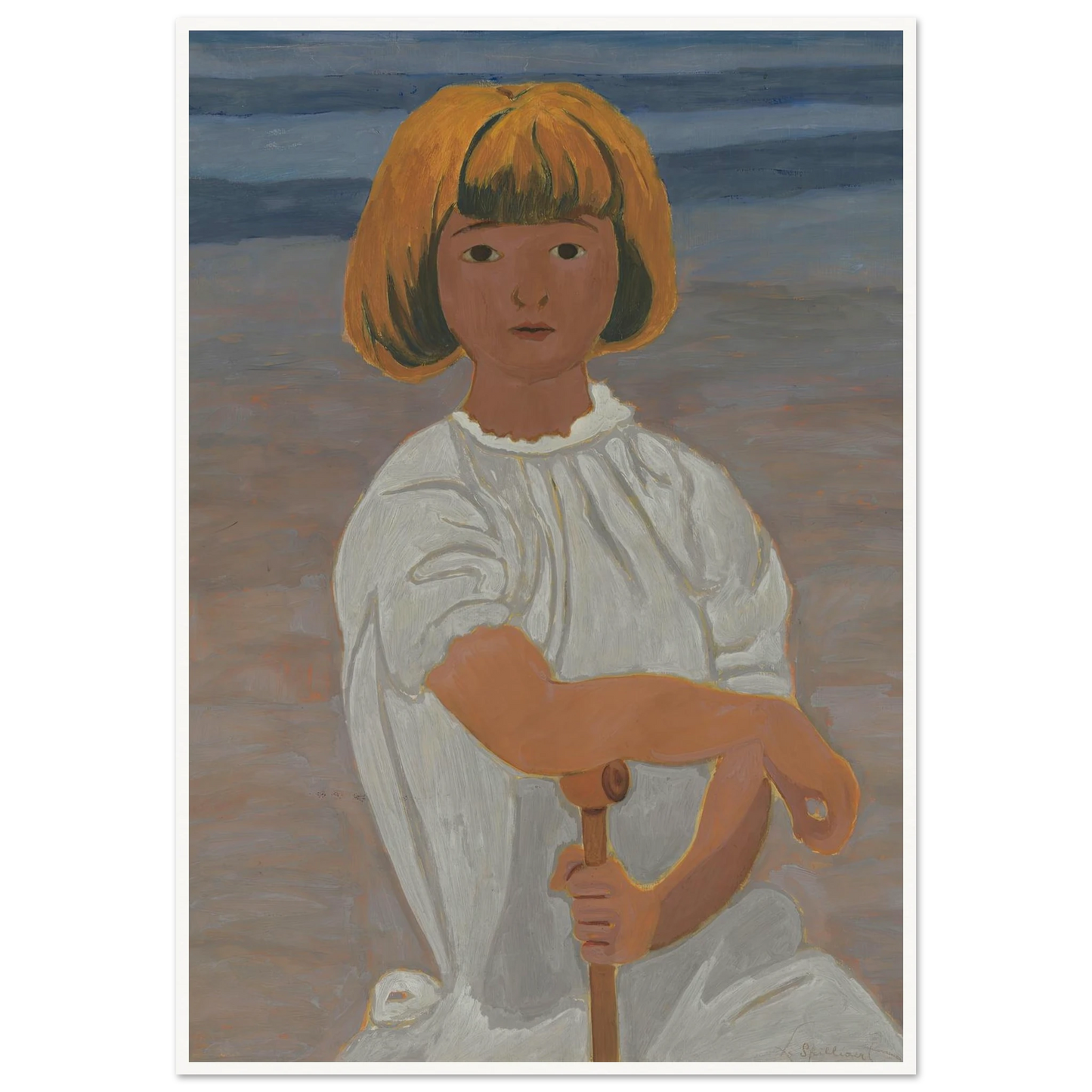 Jong meisje op het strand (from 1924 until 1925) Art Print | Leon Spilliaert - Framed Poster - 30x40 cm / 12x16″ - Black frame