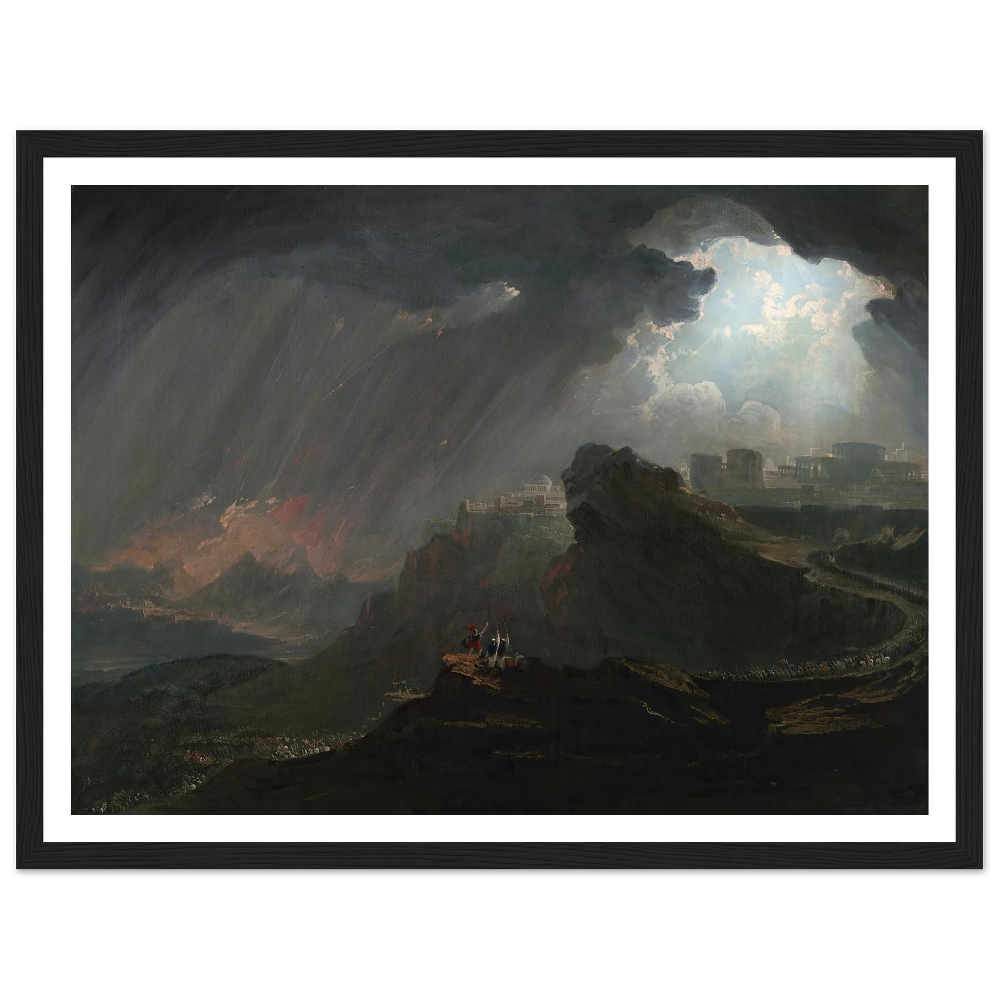 Joshua Commanding the Sun to Stand Still (ca. 1840) Art Print | John Martin - Framed Poster - 30x40 cm / 12x16″ - Black frame