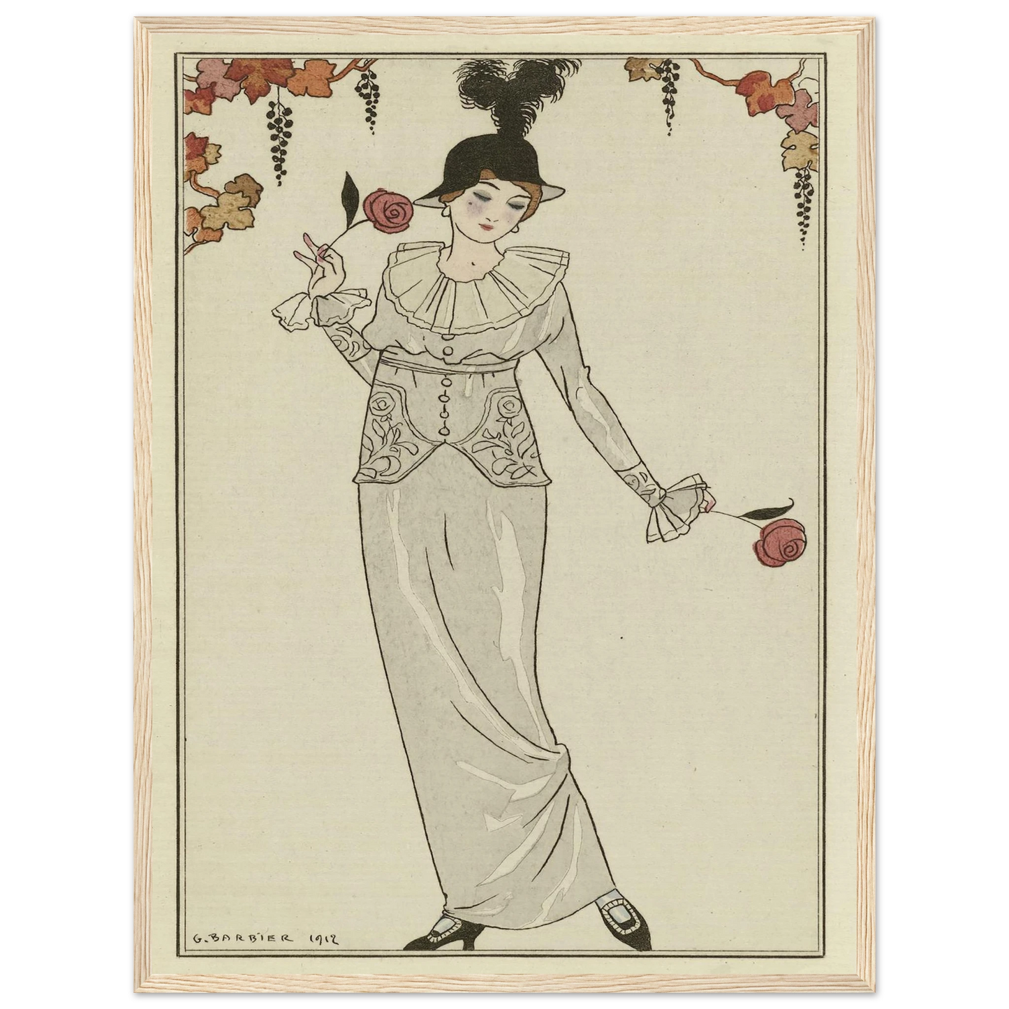 Journal des Dames et des Modes, 1912, Costumes Parisiens, no. 8 (1912) Art Print | George Barbier - Framed Poster - 30x40 cm / 12x16″ - Black frame