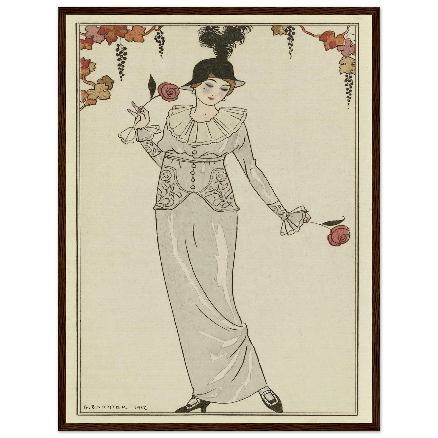 Journal des Dames et des Modes, 1912, Costumes Parisiens, no. 8 (1912) Art Print | George Barbier - Framed Poster - 30x40 cm / 12x16″ - Black frame