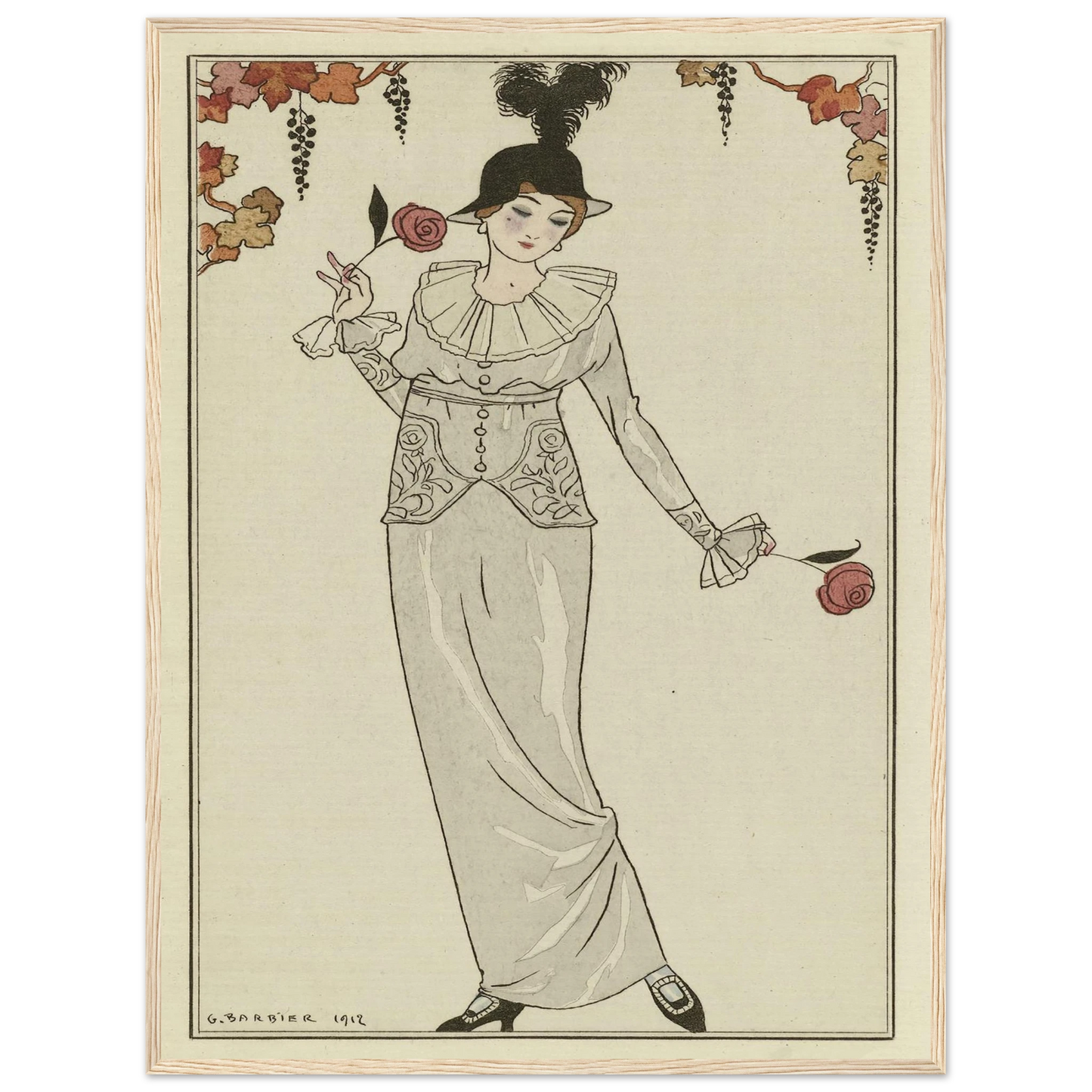 Journal des Dames et des Modes, 1912, Costumes Parisiens, no. 8 (1912) Art Print | George Barbier - Framed Poster - 30x40 cm / 12x16″ - Black frame