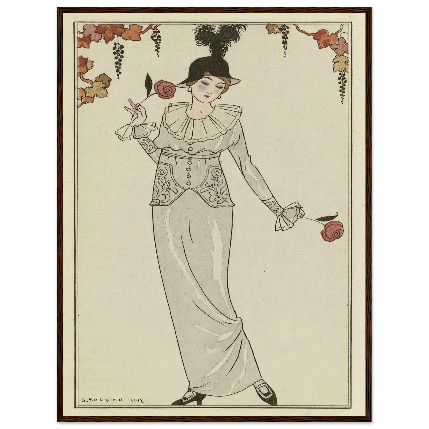 Journal des Dames et des Modes, 1912, Costumes Parisiens, no. 8 (1912) Art Print | George Barbier - Framed Poster - 30x40 cm / 12x16″ - Black frame