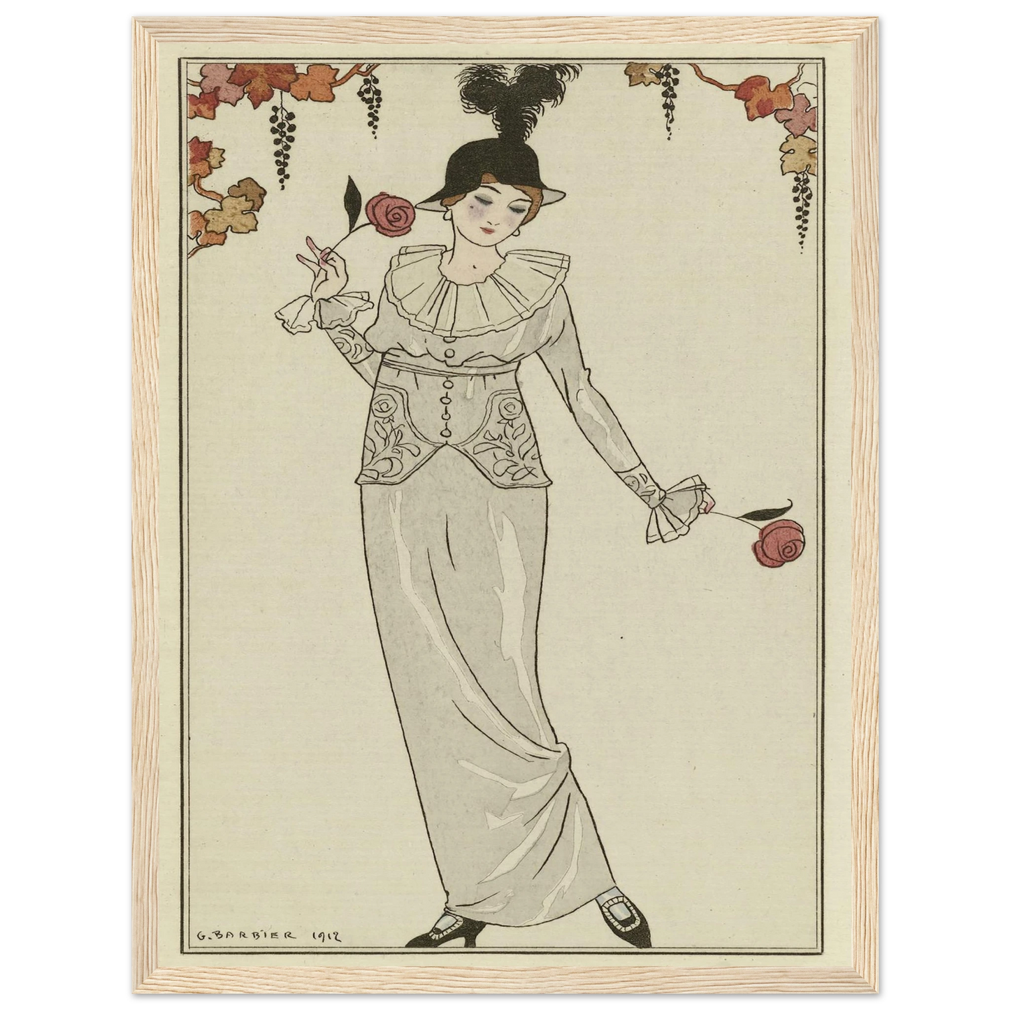Journal des Dames et des Modes, 1912, Costumes Parisiens, no. 8 (1912) Art Print | George Barbier - Framed Poster - 30x40 cm / 12x16″ - Black frame