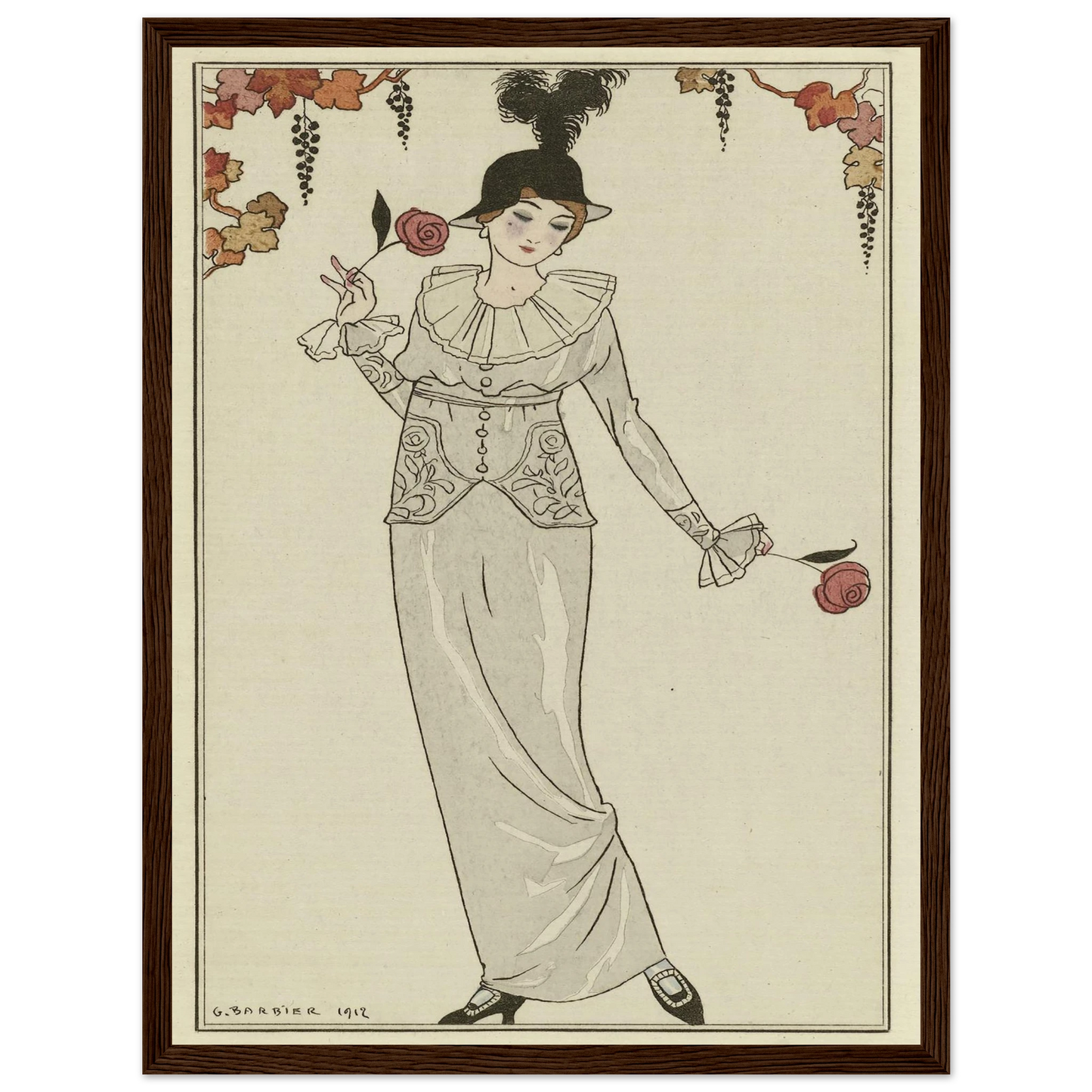 Journal des Dames et des Modes, 1912, Costumes Parisiens, no. 8 (1912) Art Print | George Barbier - Framed Poster - 30x40 cm / 12x16″ - Black frame