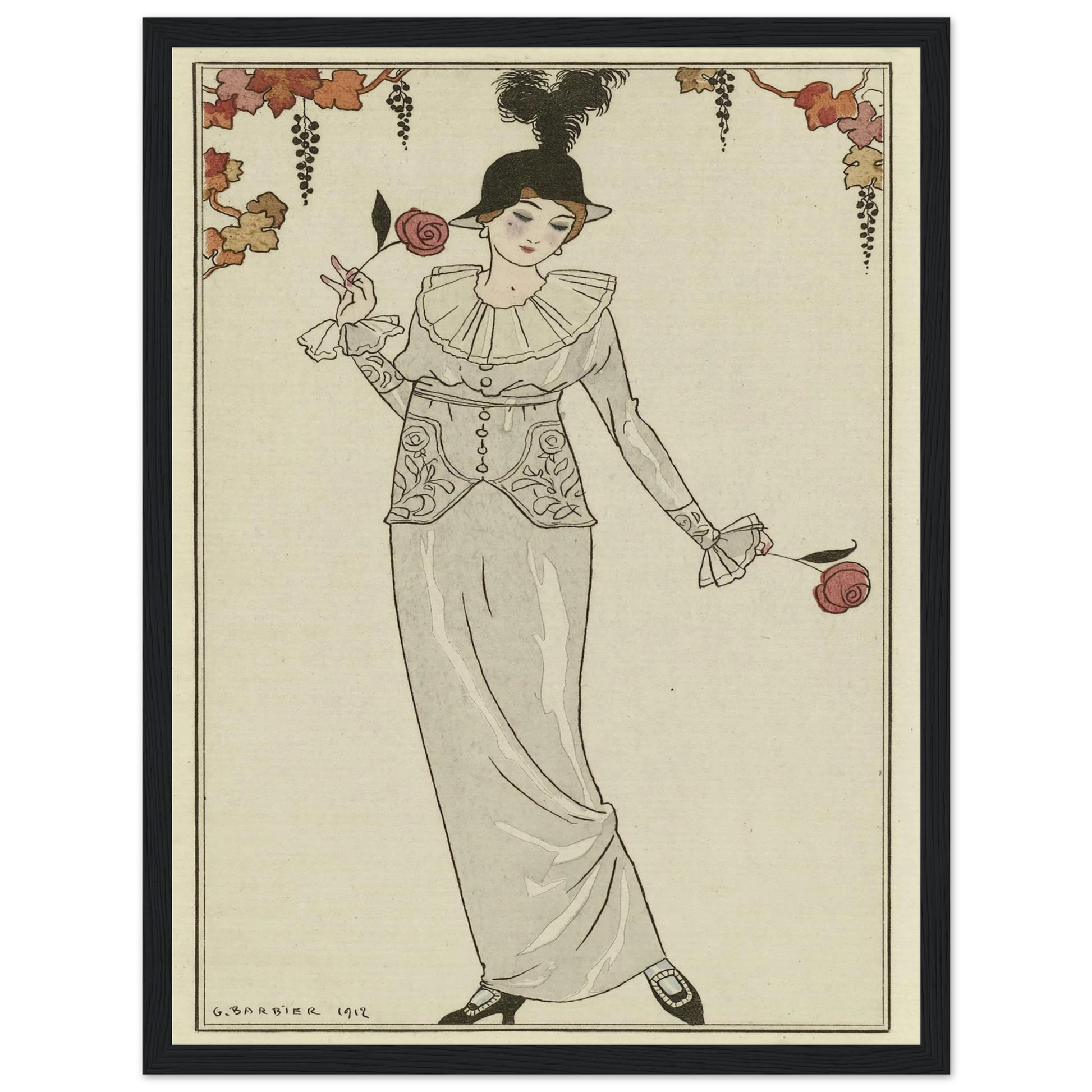 Journal des Dames et des Modes, 1912, Costumes Parisiens, no. 8 (1912) Art Print | George Barbier - Framed Poster - 30x40 cm / 12x16″ - Black frame