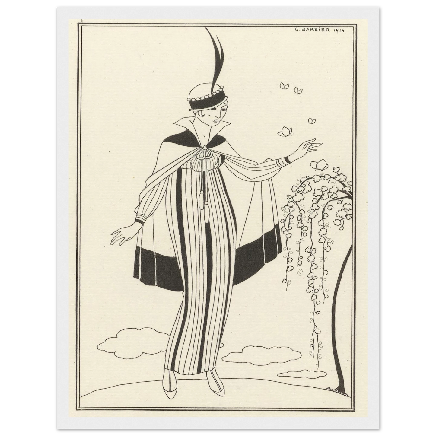 Journal des Dames et des Modes, Costumes Parisiens, 1914, No. 150 (1914) Art Print | George Barbier - Framed Poster - 30x40 cm / 12x16″ - Black frame