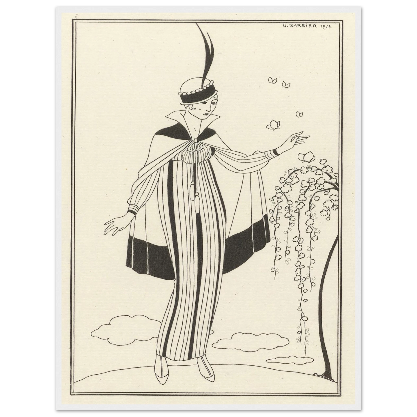 Journal des Dames et des Modes, Costumes Parisiens, 1914, No. 150 (1914) Art Print | George Barbier - Framed Poster - 30x40 cm / 12x16″ - Black frame