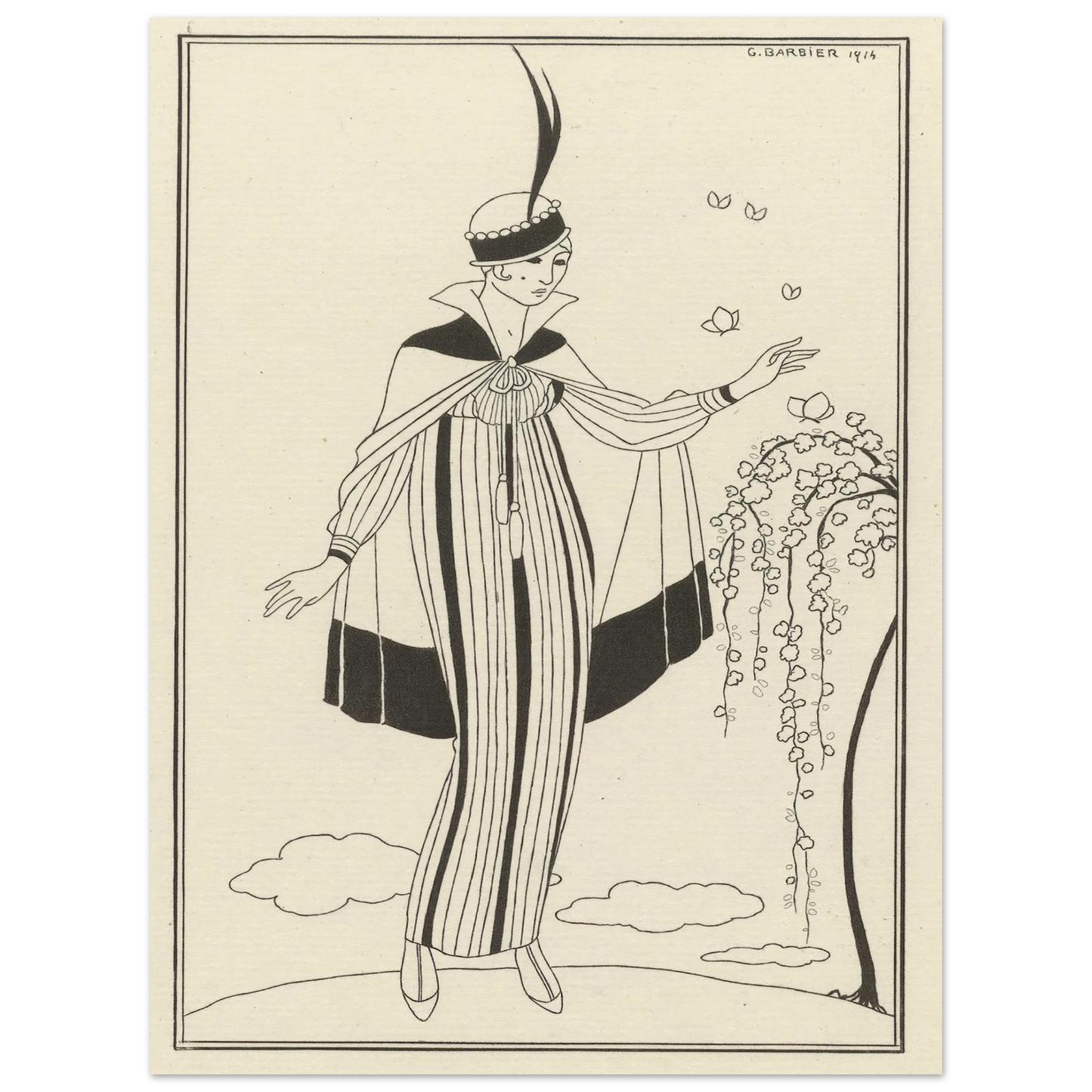 Journal des Dames et des Modes, Costumes Parisiens, 1914, No. 150 (1914) Art Print | George Barbier - Framed Poster - 30x40 cm / 12x16″ - Black frame