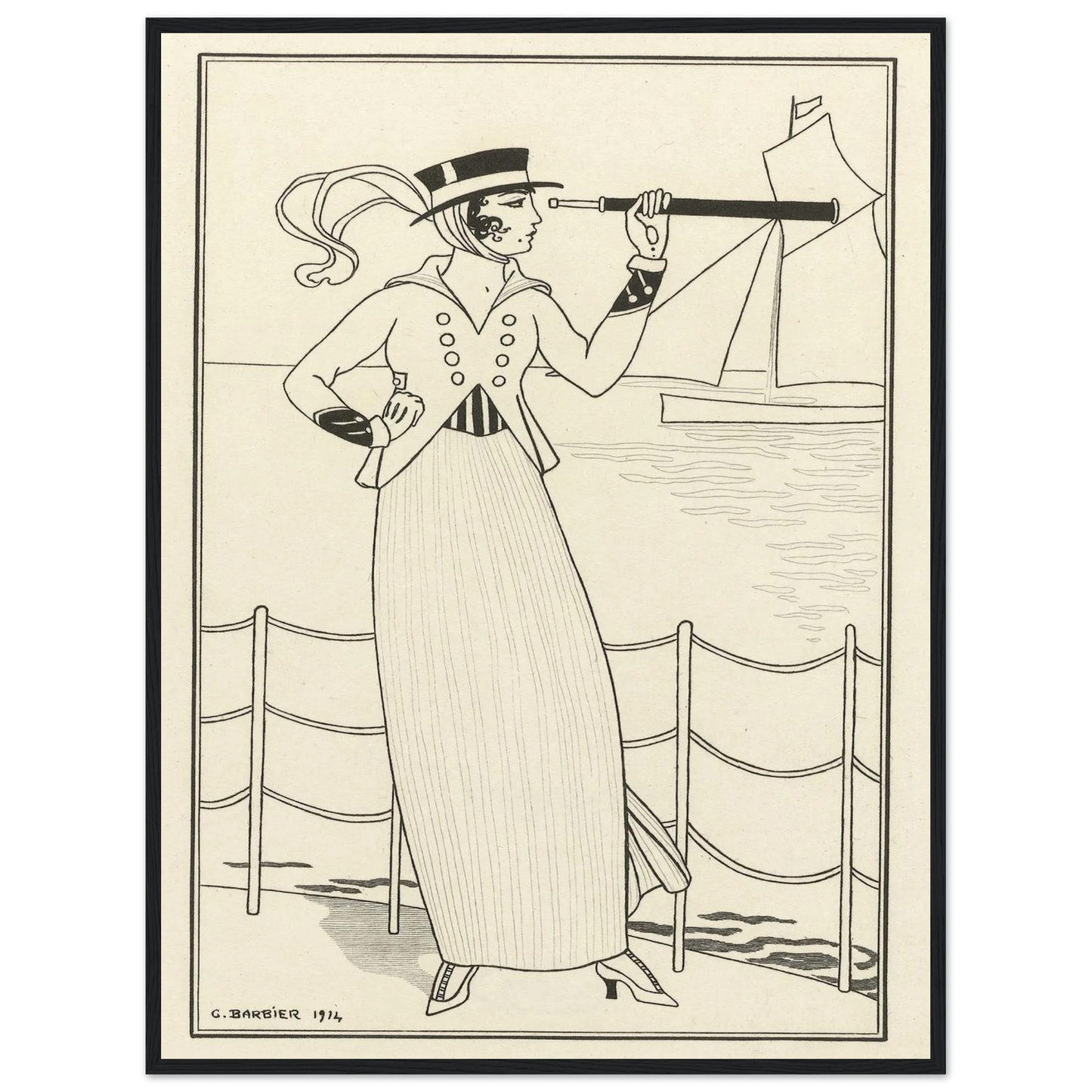 Journal des Dames et des Modes, Costumes Parisiens, 1914, No. 164 (1914) Art Print | George Barbier - Framed Poster - 30x40 cm / 12x16″ - Black frame