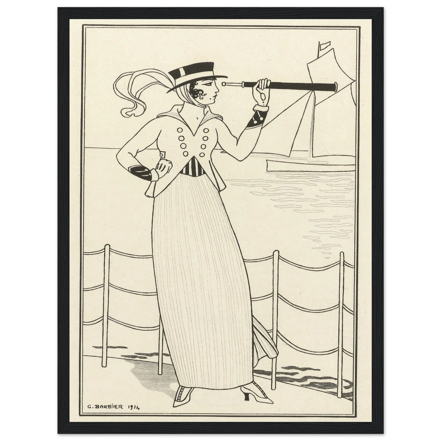 Journal des Dames et des Modes, Costumes Parisiens, 1914, No. 164 (1914) Art Print | George Barbier - Framed Poster - 30x40 cm / 12x16″ - Black frame