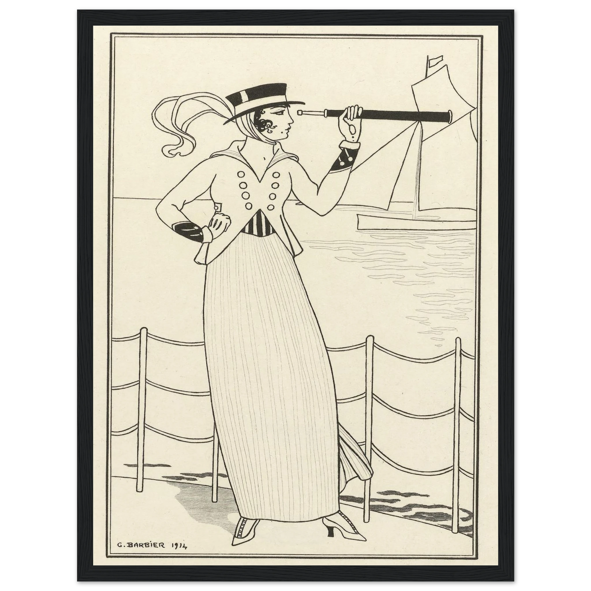 Journal des Dames et des Modes, Costumes Parisiens, 1914, No. 164 (1914) Art Print | George Barbier - Framed Poster - 30x40 cm / 12x16″ - Black frame