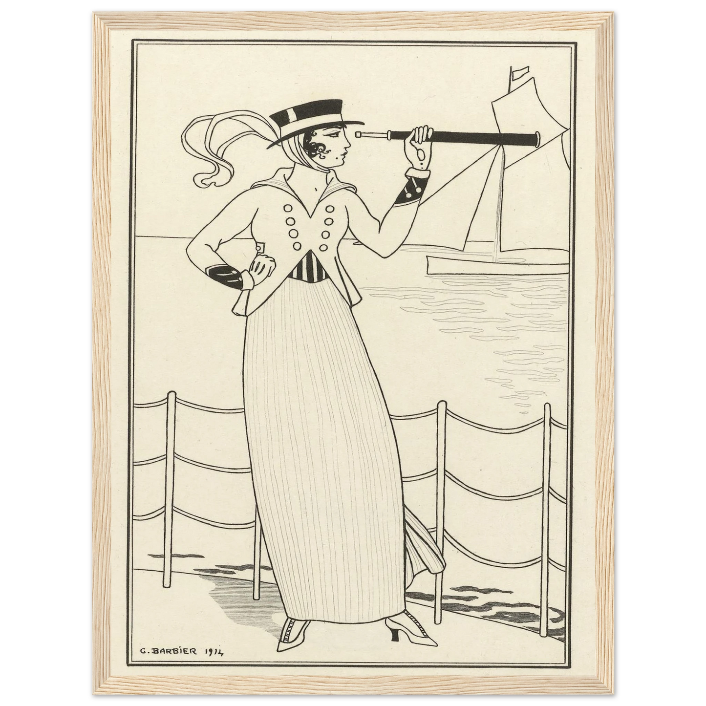 Journal des Dames et des Modes, Costumes Parisiens, 1914, No. 164 (1914) Art Print | George Barbier - Framed Poster - 30x40 cm / 12x16″ - Black frame