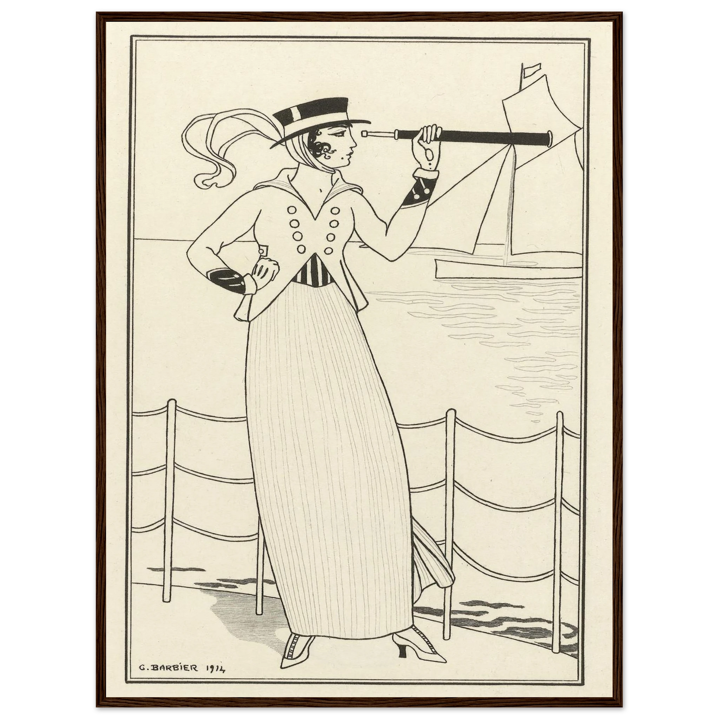 Journal des Dames et des Modes, Costumes Parisiens, 1914, No. 164 (1914) Art Print | George Barbier - Framed Poster - 30x40 cm / 12x16″ - Black frame