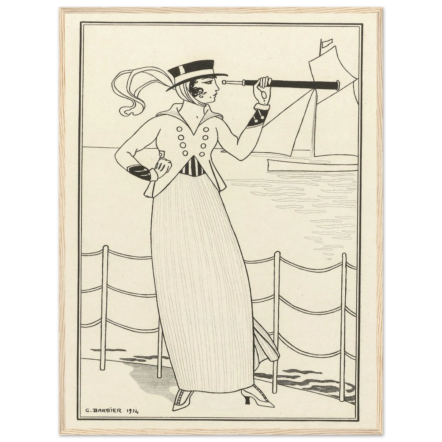 Journal des Dames et des Modes, Costumes Parisiens, 1914, No. 164 (1914) Art Print | George Barbier - Framed Poster - 30x40 cm / 12x16″ - Black frame