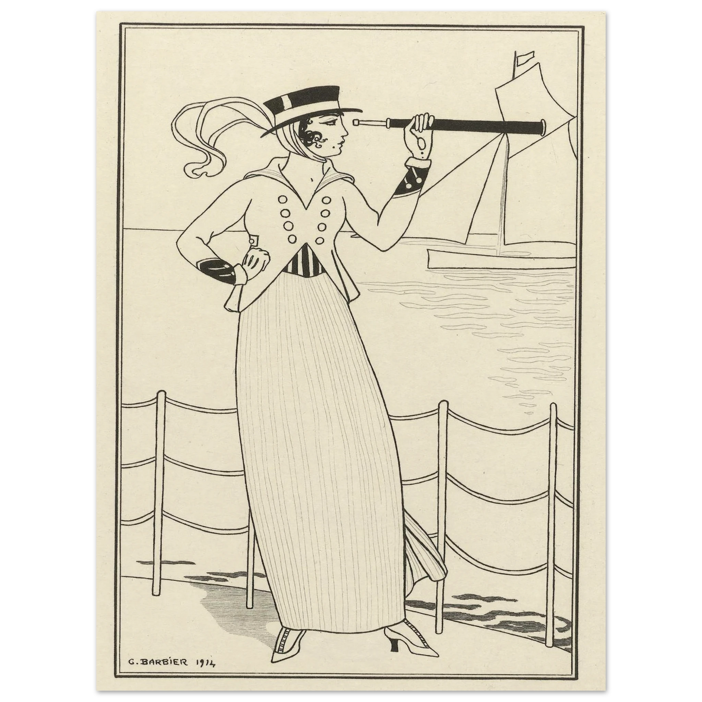 Journal des Dames et des Modes, Costumes Parisiens, 1914, No. 164 (1914) Art Print | George Barbier - Framed Poster - 30x40 cm / 12x16″ - Black frame