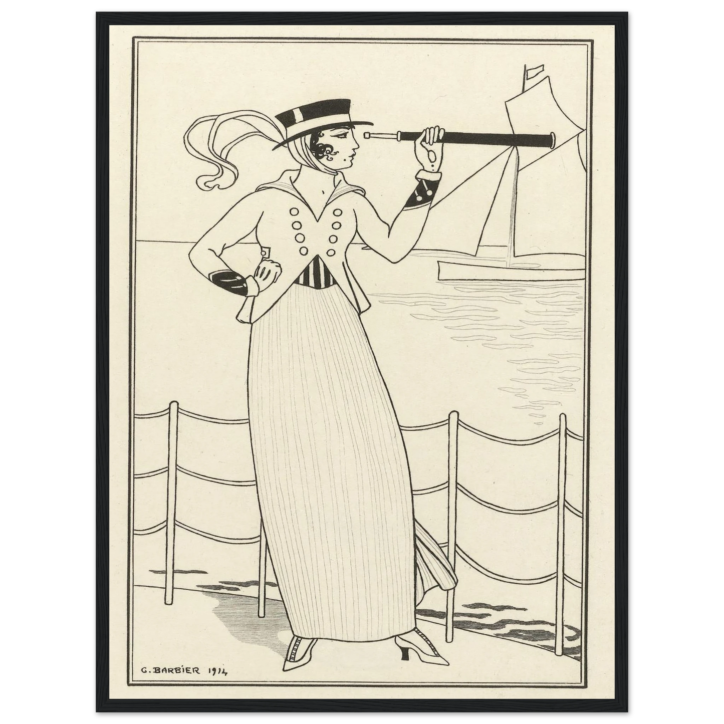 Journal des Dames et des Modes, Costumes Parisiens, 1914, No. 164 (1914) Art Print | George Barbier - Framed Poster - 30x40 cm / 12x16″ - Black frame