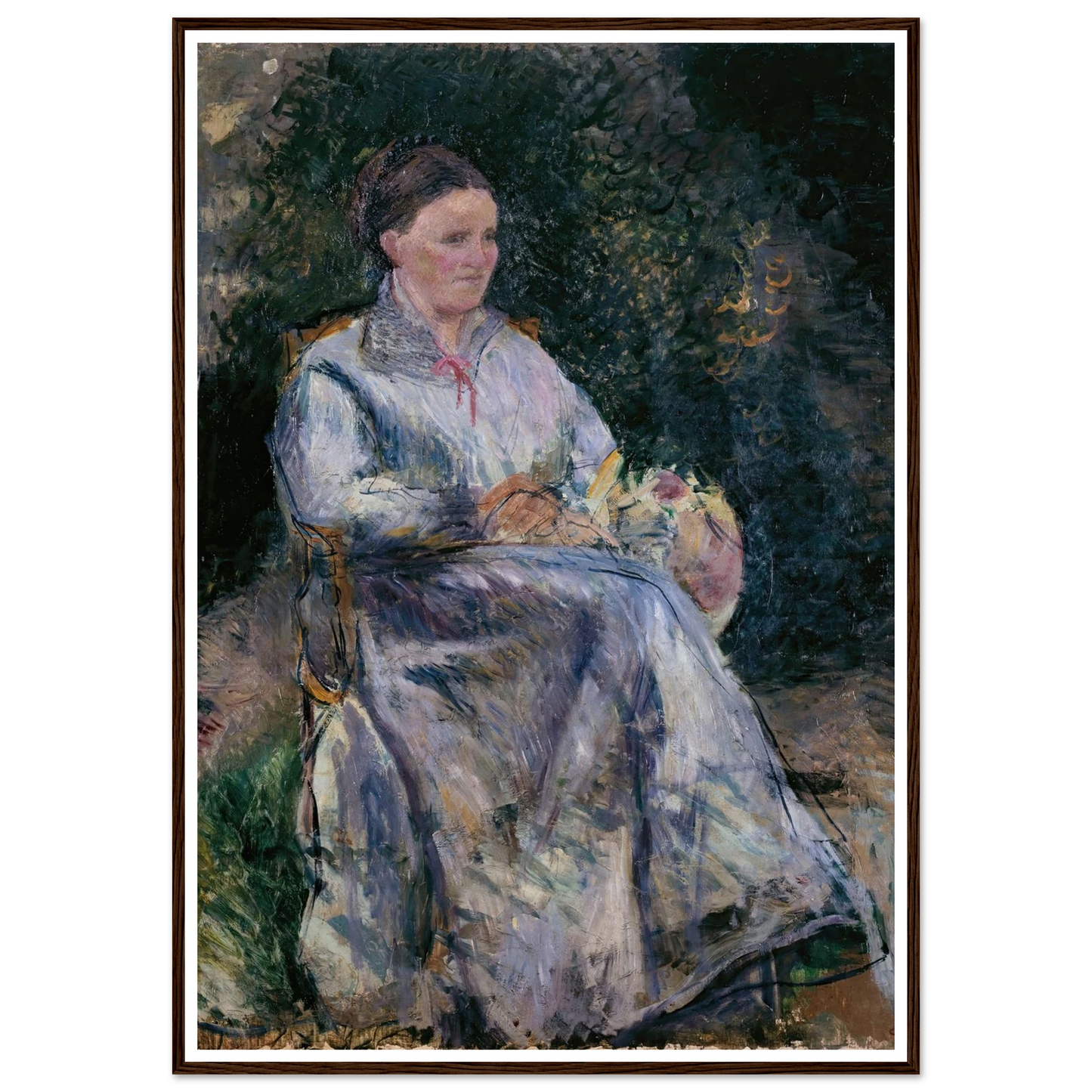 Julie Pissarro au jardin (1874) Art Print | Camille Pissarro - Framed Poster - 30x40 cm / 12x16″ - Black frame