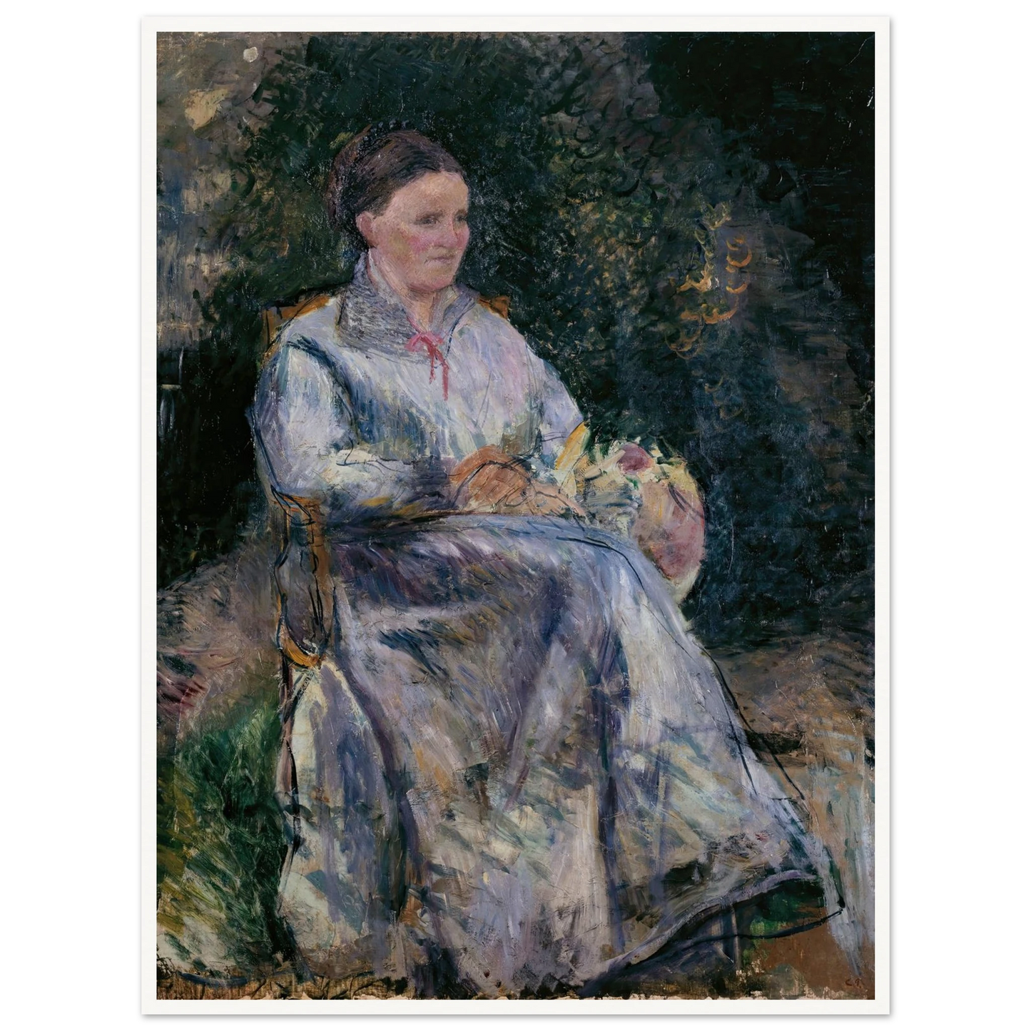 Julie Pissarro au jardin (1874) Art Print | Camille Pissarro - Framed Poster - 30x40 cm / 12x16″ - Black frame