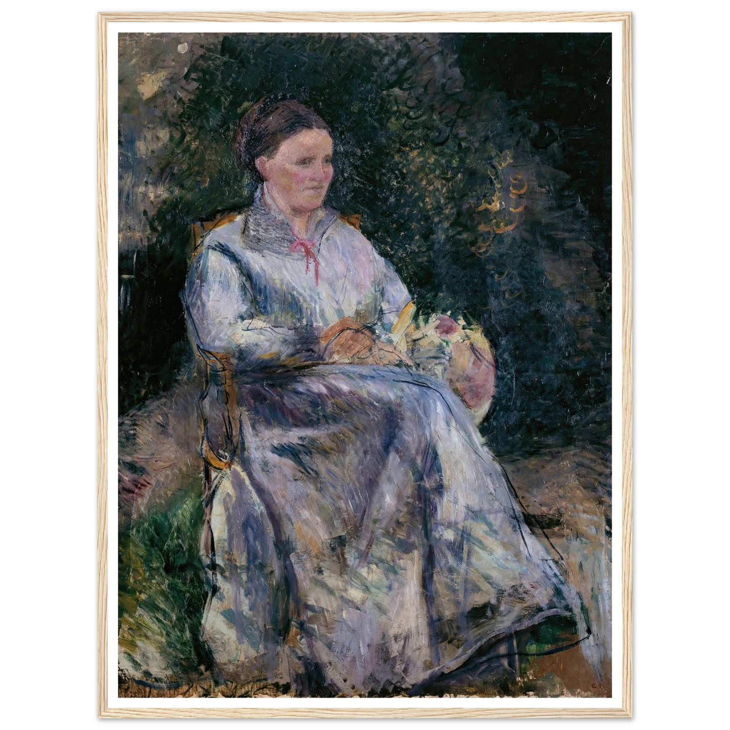 Julie Pissarro au jardin (1874) Art Print | Camille Pissarro - Framed Poster - 30x40 cm / 12x16″ - Black frame