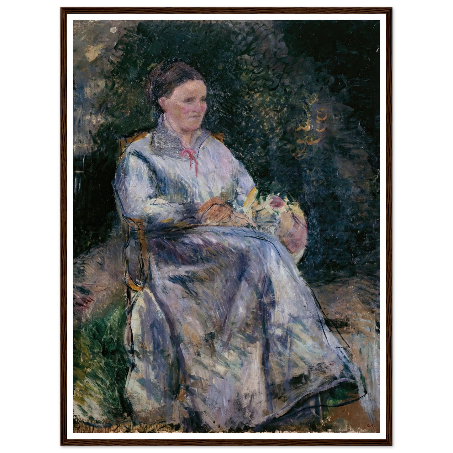 Julie Pissarro au jardin (1874) Art Print | Camille Pissarro - Framed Poster - 30x40 cm / 12x16″ - Black frame