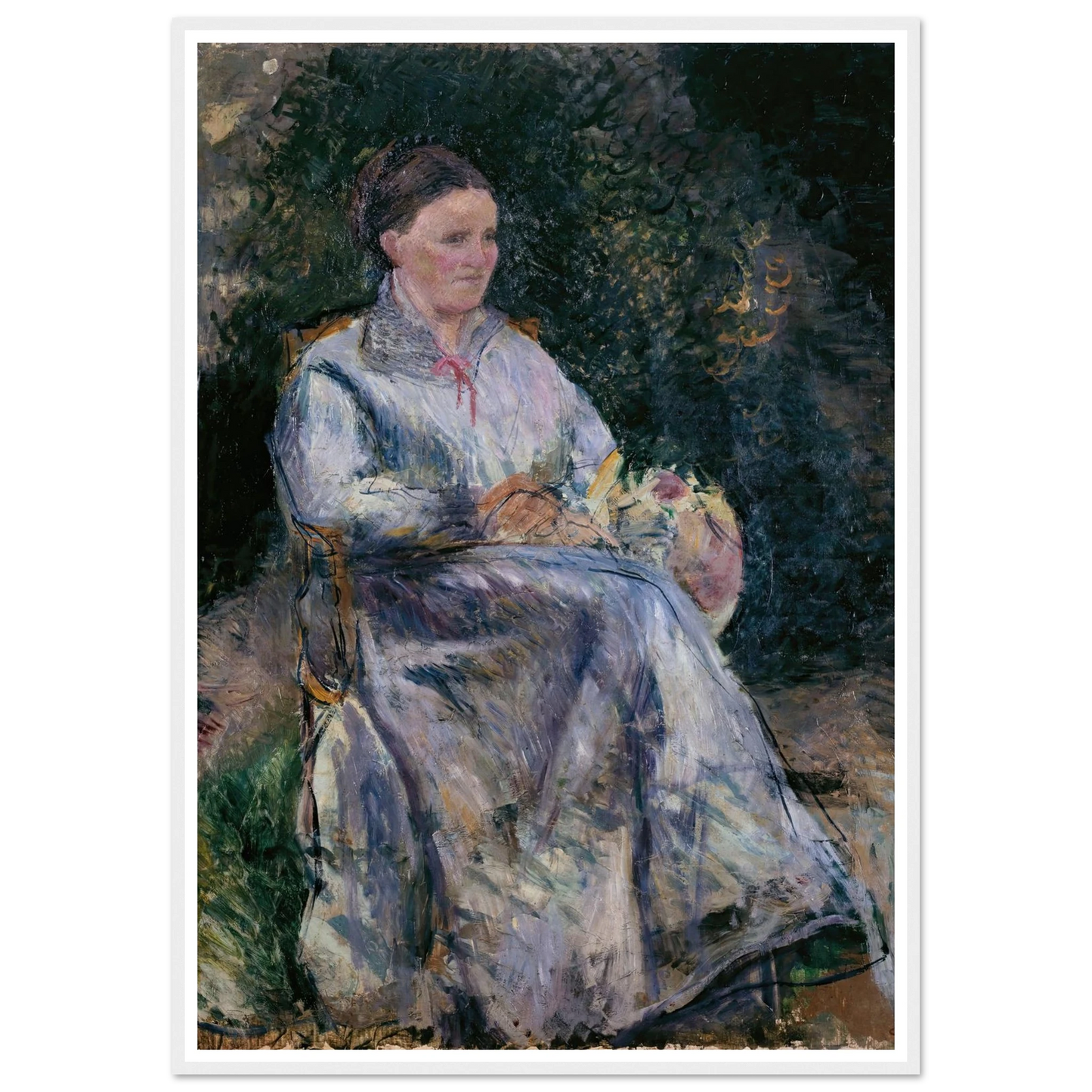 Julie Pissarro au jardin (1874) Art Print | Camille Pissarro - Framed Poster - 30x40 cm / 12x16″ - Black frame