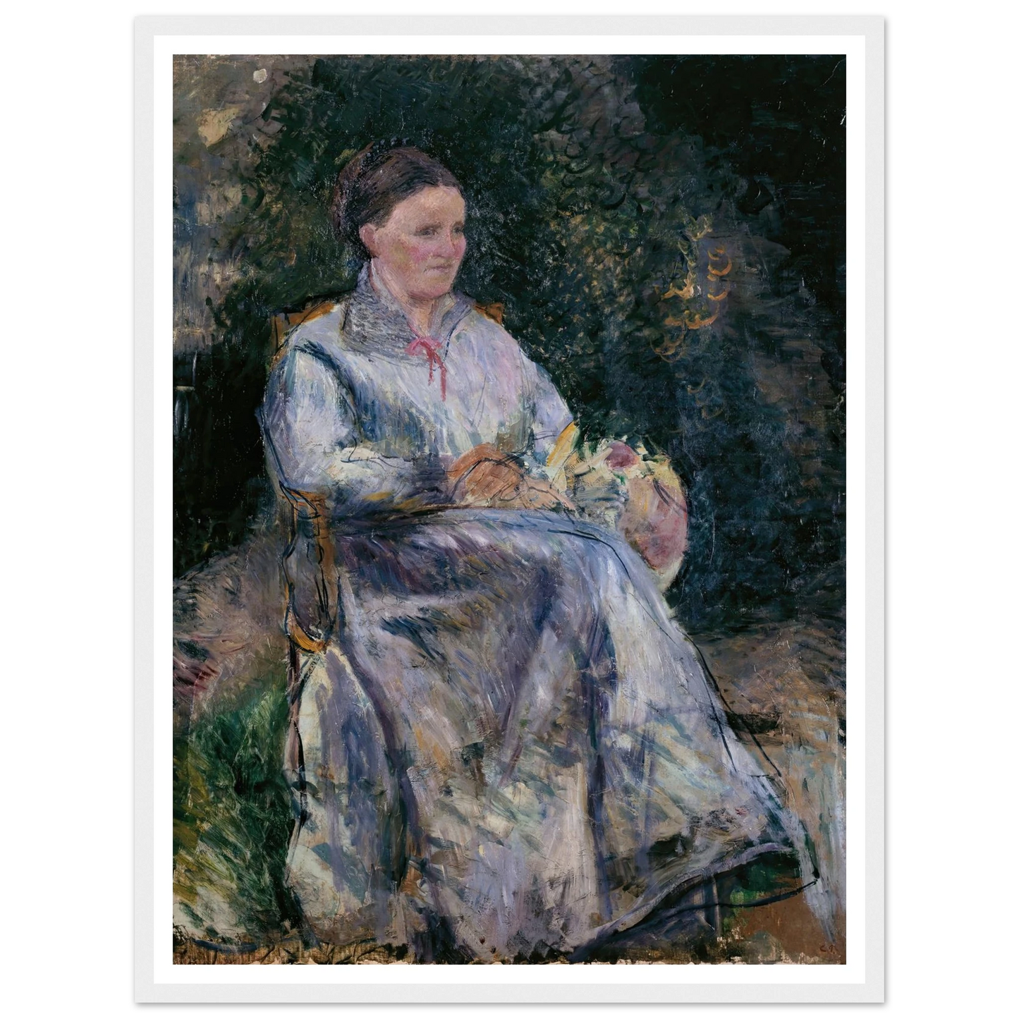 Julie Pissarro au jardin (1874) Art Print | Camille Pissarro - Framed Poster - 30x40 cm / 12x16″ - Black frame