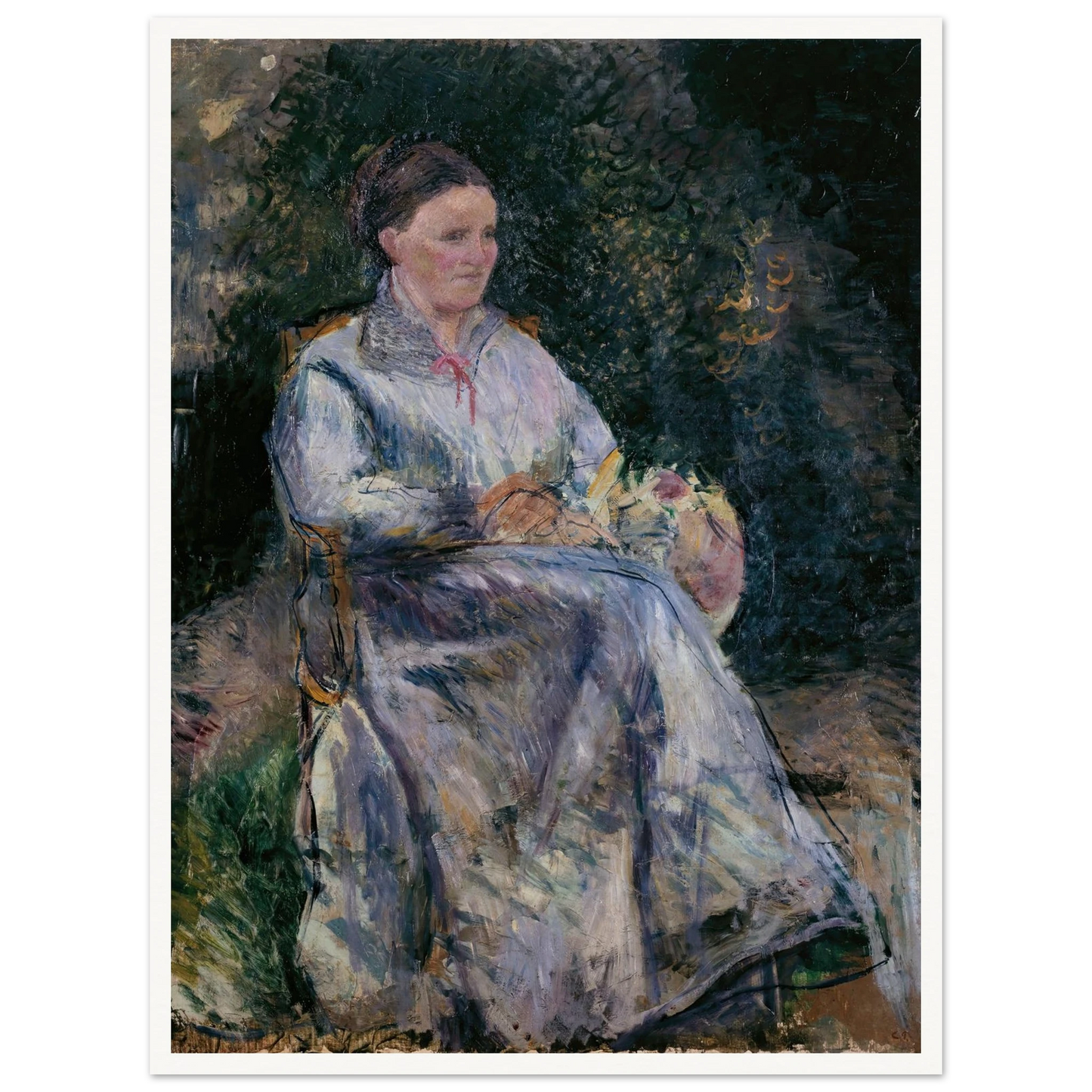 Julie Pissarro au jardin (1874) Art Print | Camille Pissarro - Framed Poster - 30x40 cm / 12x16″ - Black frame