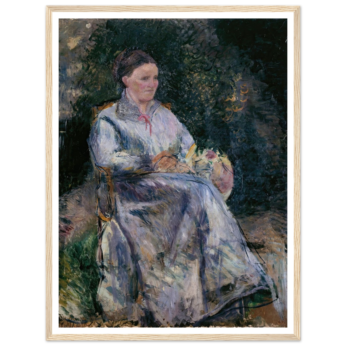 Julie Pissarro au jardin (1874) Art Print | Camille Pissarro - Framed Poster - 30x40 cm / 12x16″ - Black frame