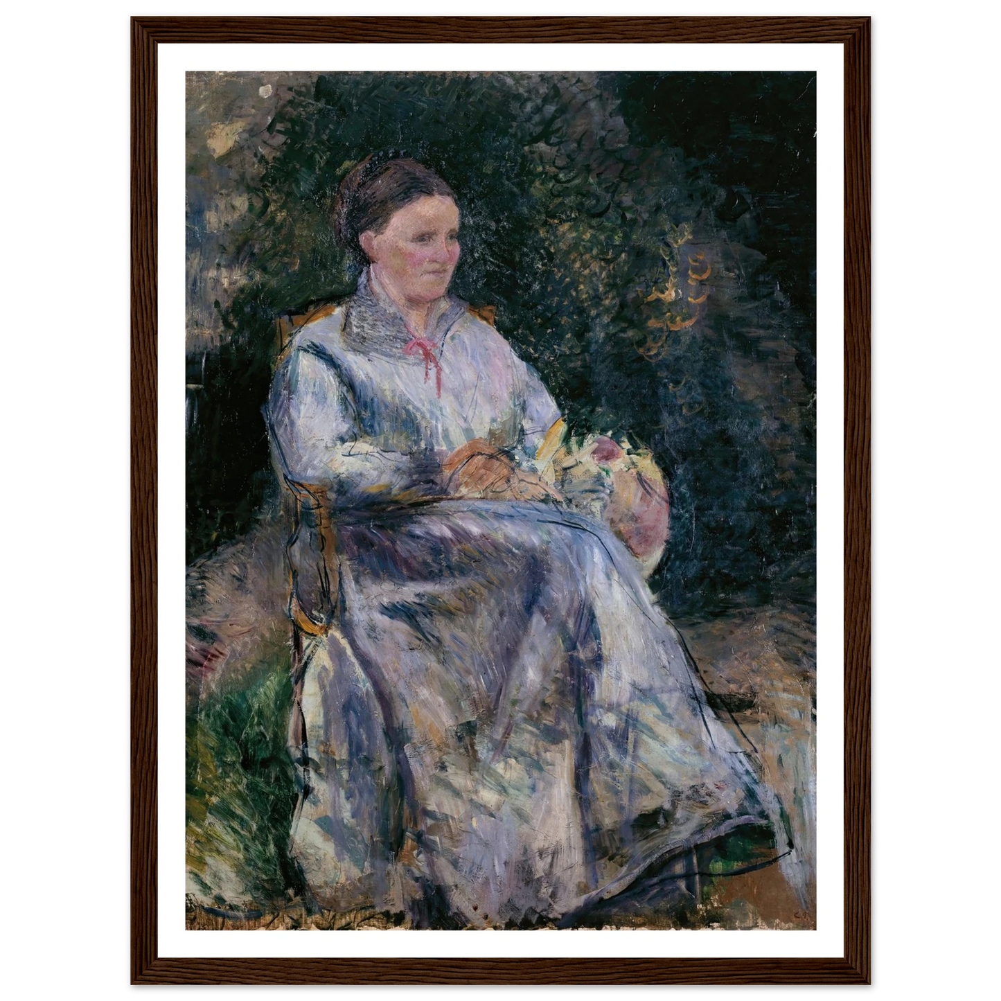 Julie Pissarro au jardin (1874) Art Print | Camille Pissarro - Framed Poster - 30x40 cm / 12x16″ - Black frame