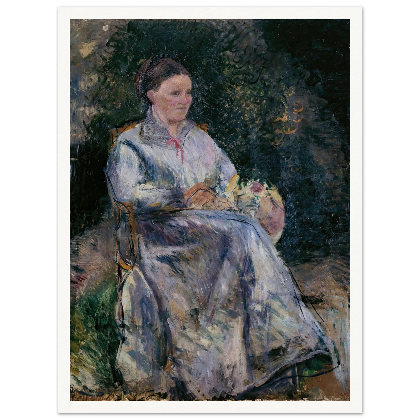 Julie Pissarro au jardin (1874) Art Print | Camille Pissarro - Framed Poster - 30x40 cm / 12x16″ - Black frame