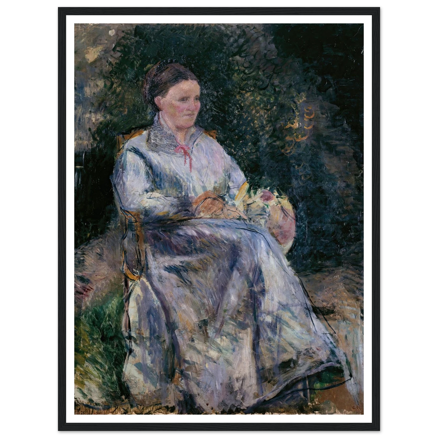 Julie Pissarro au jardin (1874) Art Print | Camille Pissarro - Framed Poster - 30x40 cm / 12x16″ - Black frame