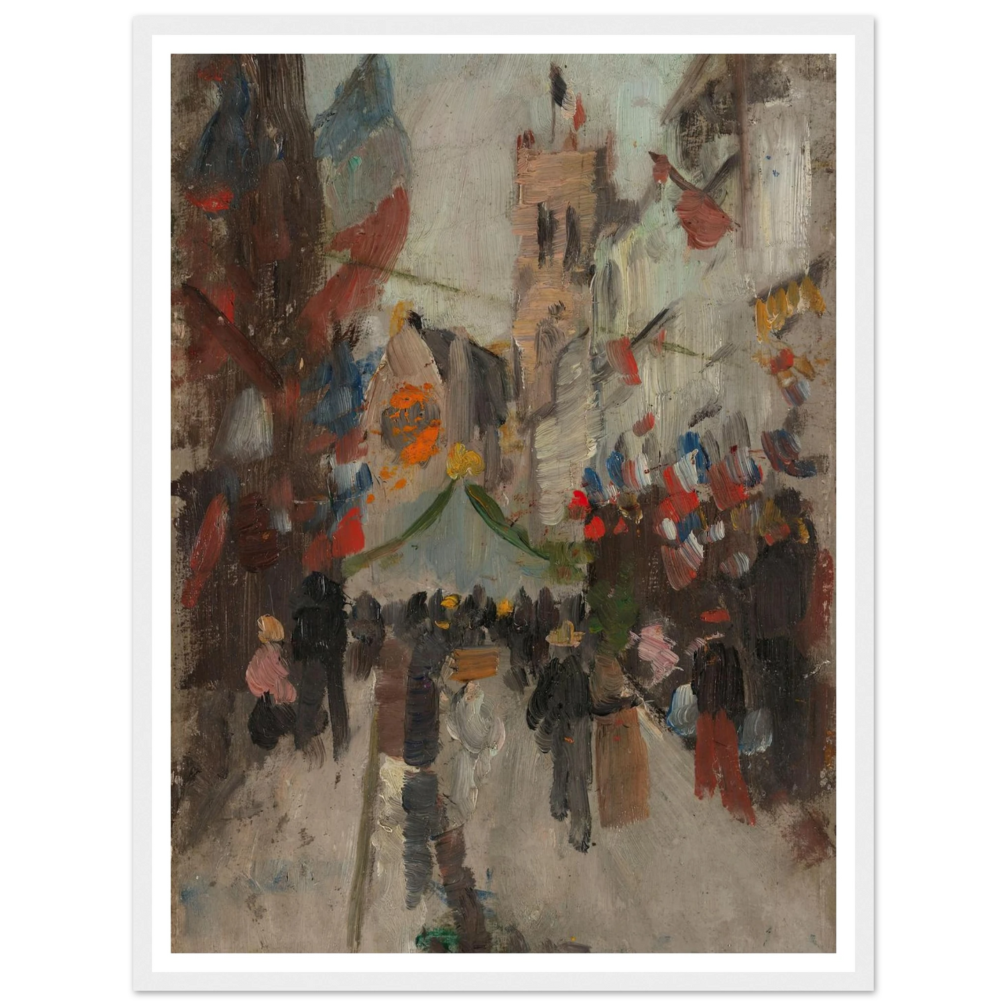 July 14th in Dieppe (1894 - 1898) Art Print | Frits Thaulow - Framed Poster - 30x40 cm / 12x16″ - Black frame