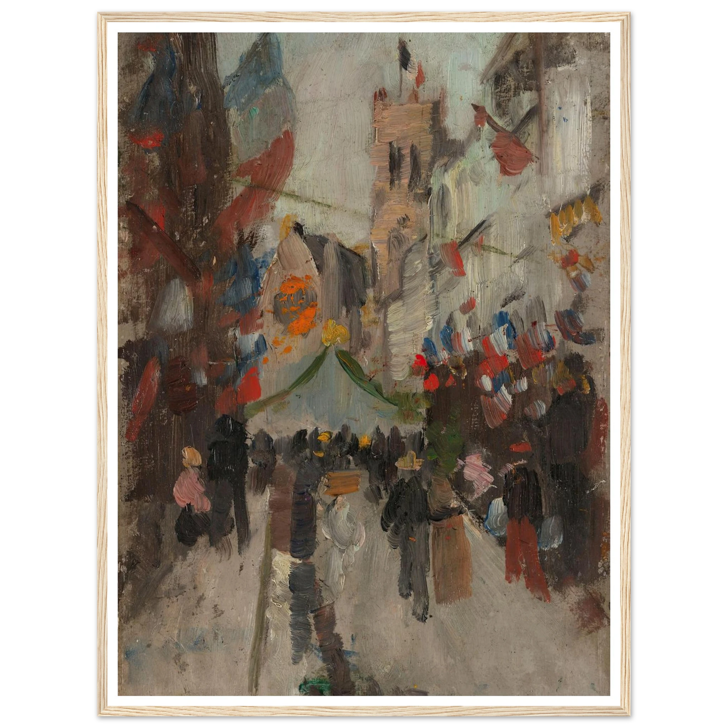 July 14th in Dieppe (1894 - 1898) Art Print | Frits Thaulow - Framed Poster - 30x40 cm / 12x16″ - Black frame