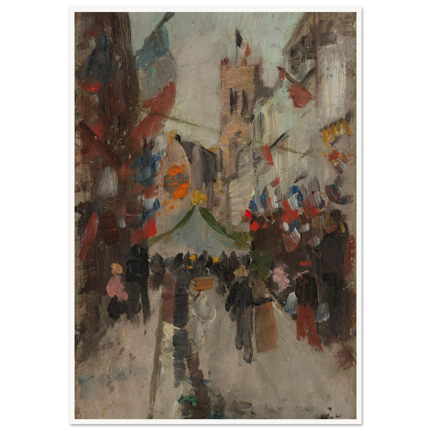 July 14th in Dieppe (1894 - 1898) Art Print | Frits Thaulow - Framed Poster - 30x40 cm / 12x16″ - Black frame