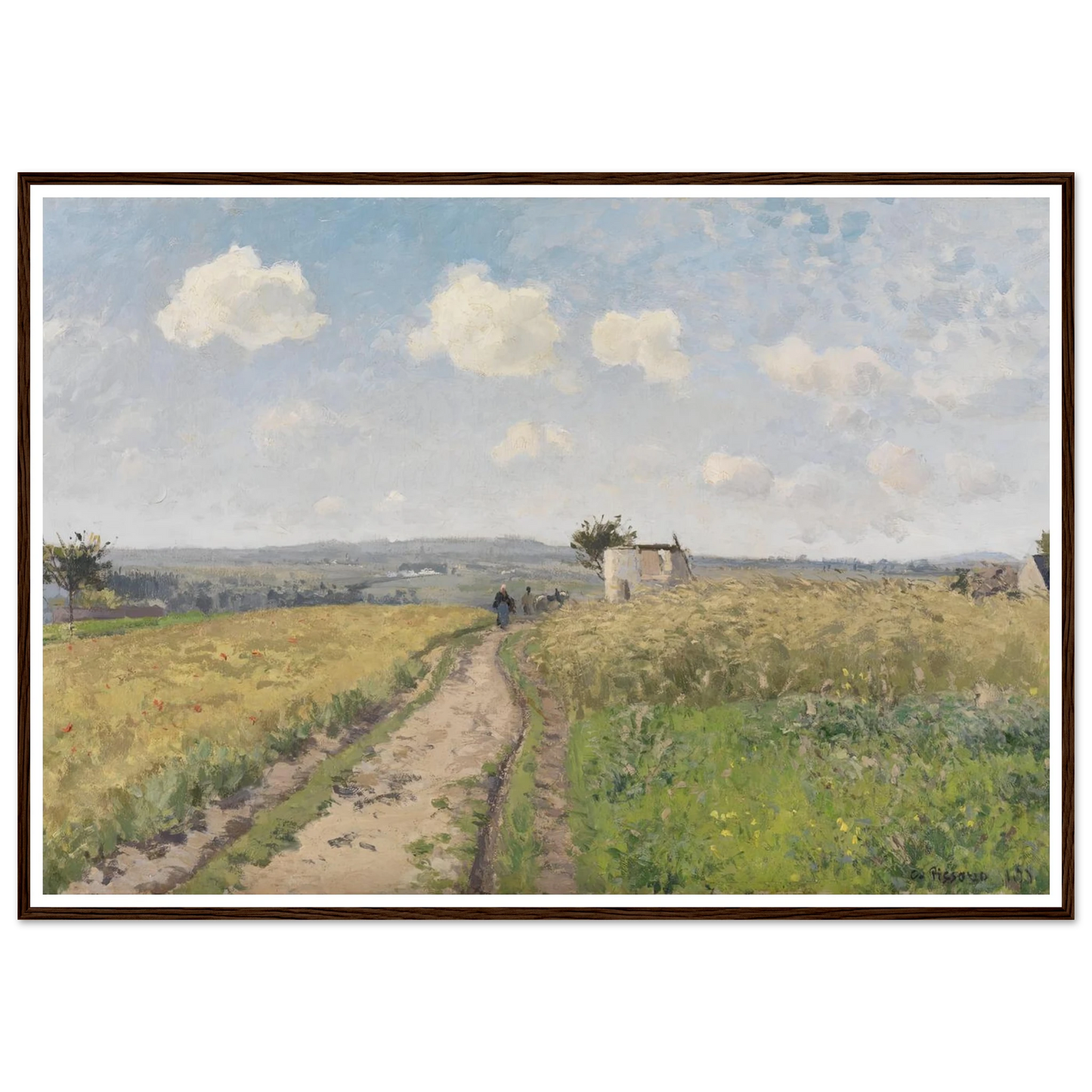 June morning near Pontoise (1873) Art Print | Camille Pissarro - Framed Poster - 30x40 cm / 12x16″ - Black frame