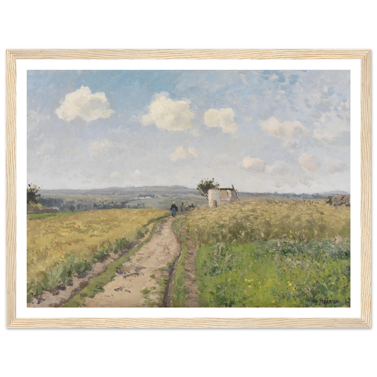June morning near Pontoise (1873) Art Print | Camille Pissarro - Framed Poster - 30x40 cm / 12x16″ - Black frame