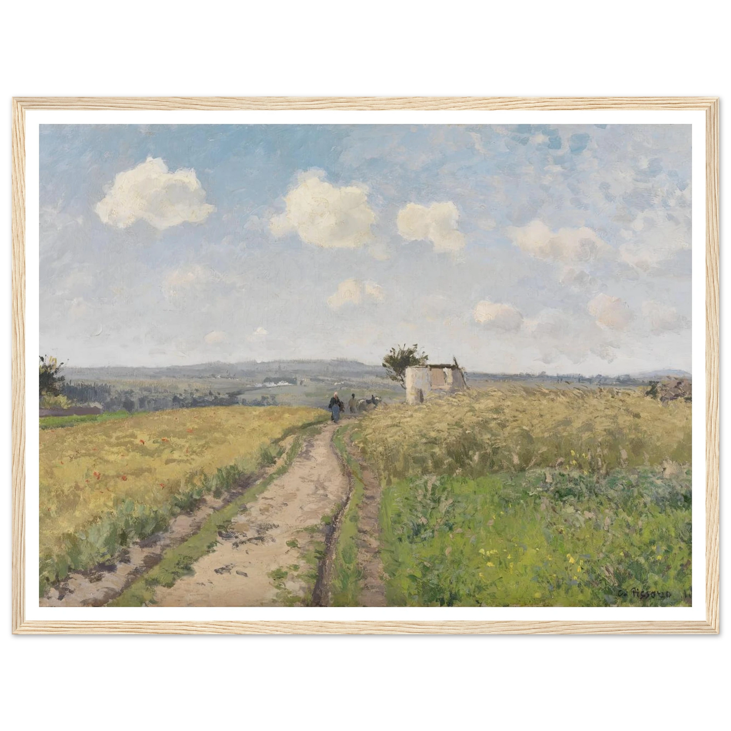 June morning near Pontoise (1873) Art Print | Camille Pissarro - Framed Poster - 30x40 cm / 12x16″ - Black frame
