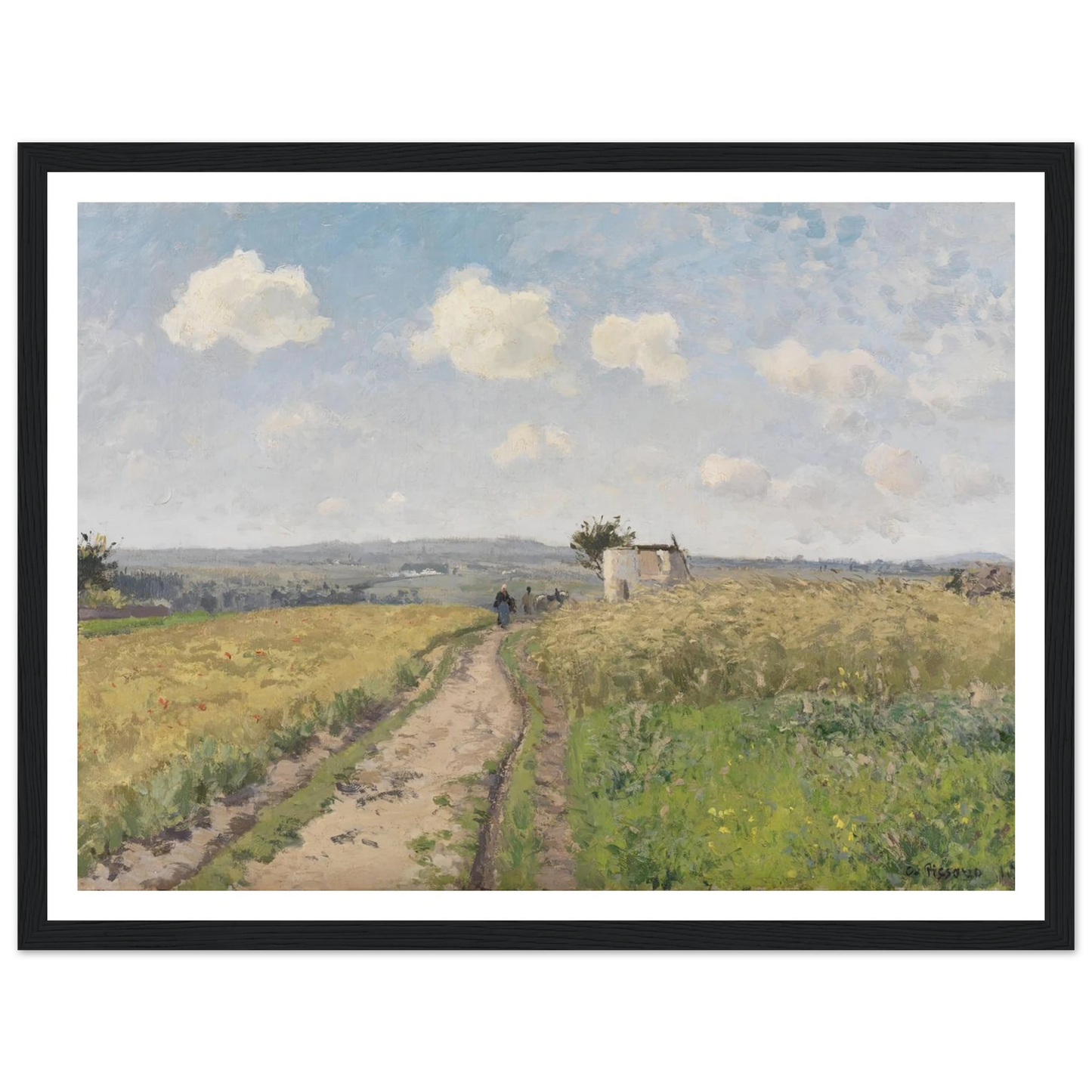 June morning near Pontoise (1873) Art Print | Camille Pissarro - Framed Poster - 30x40 cm / 12x16″ - Black frame