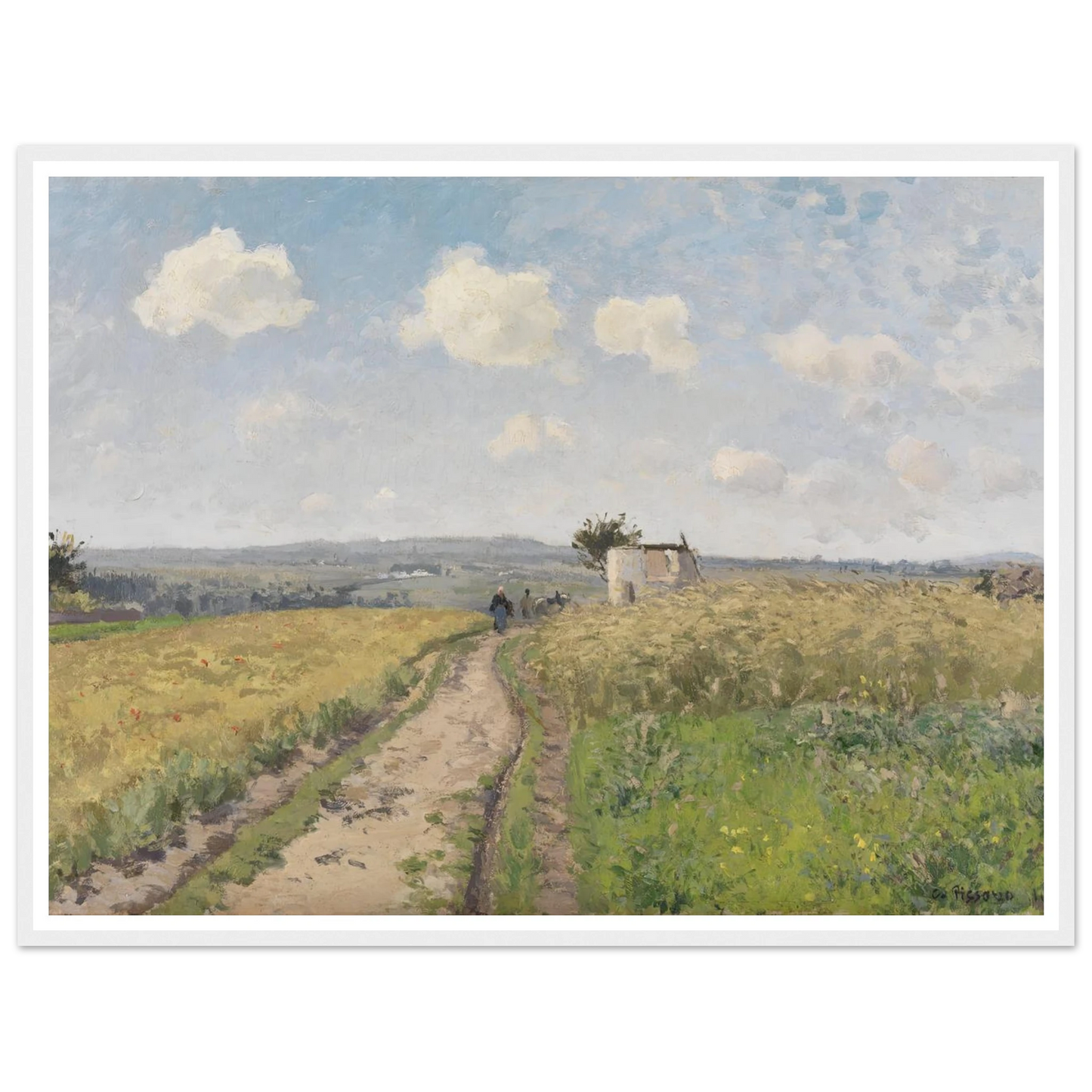 June morning near Pontoise (1873) Art Print | Camille Pissarro - Framed Poster - 30x40 cm / 12x16″ - Black frame