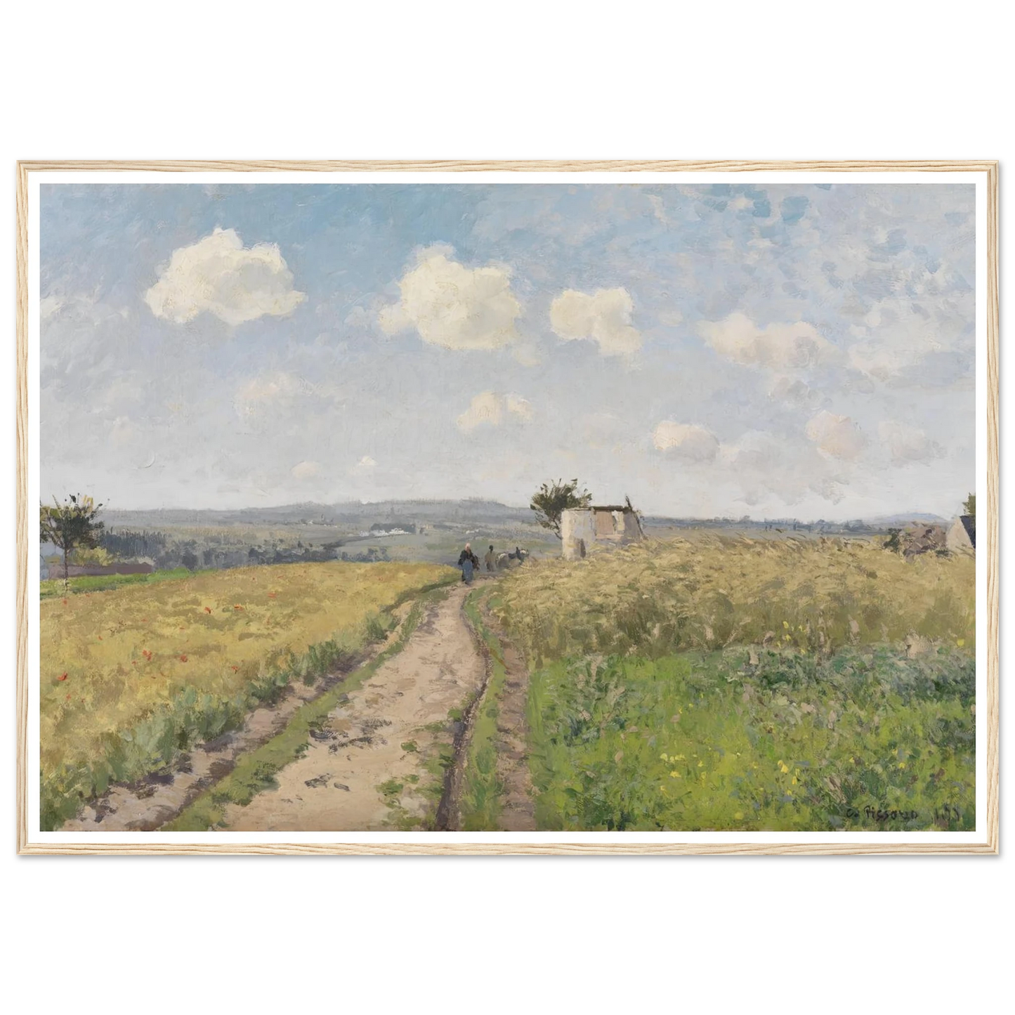 June morning near Pontoise (1873) Art Print | Camille Pissarro - Framed Poster - 30x40 cm / 12x16″ - Black frame